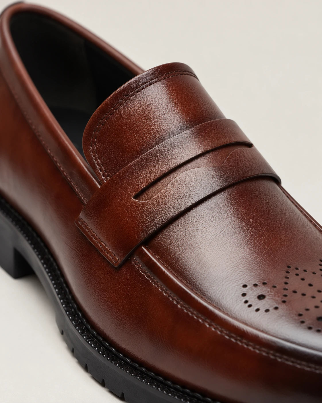 Men's Brogue Penny Loafers - Herbert - Penny Strap with Crescent Slot