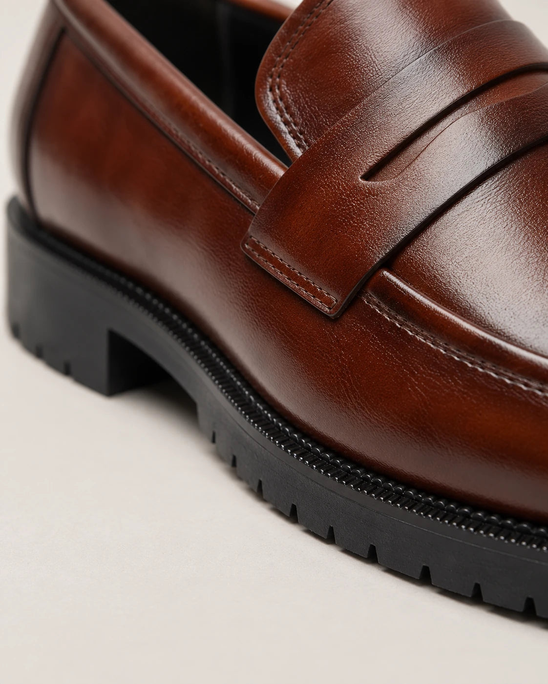 Men's Brogue Penny Loafers - Herbert - Grooved Welt and Lug Sole