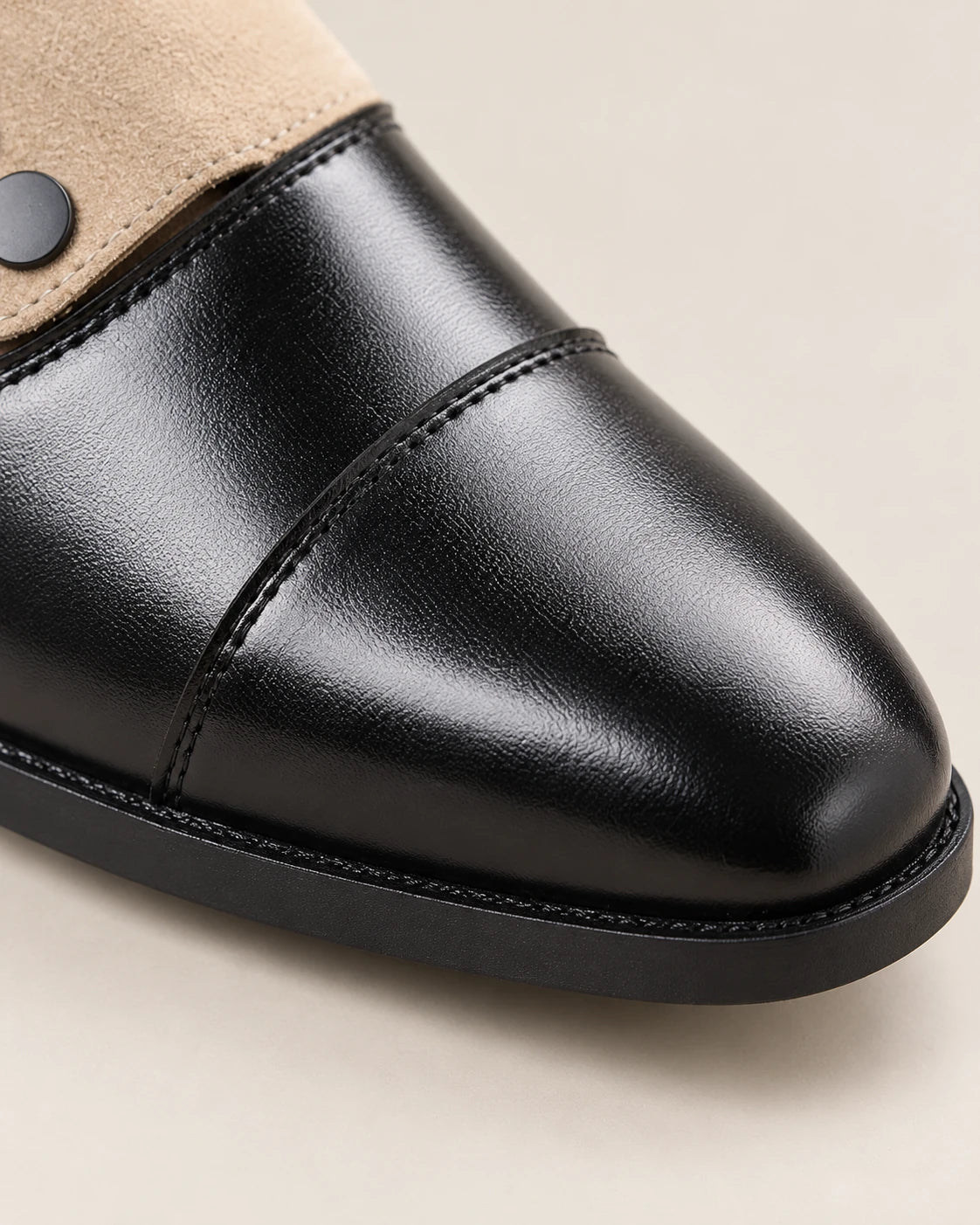 Men's Cap-Toe Button Panel Dress Shoes - Roderick - Stitched Cap Toe