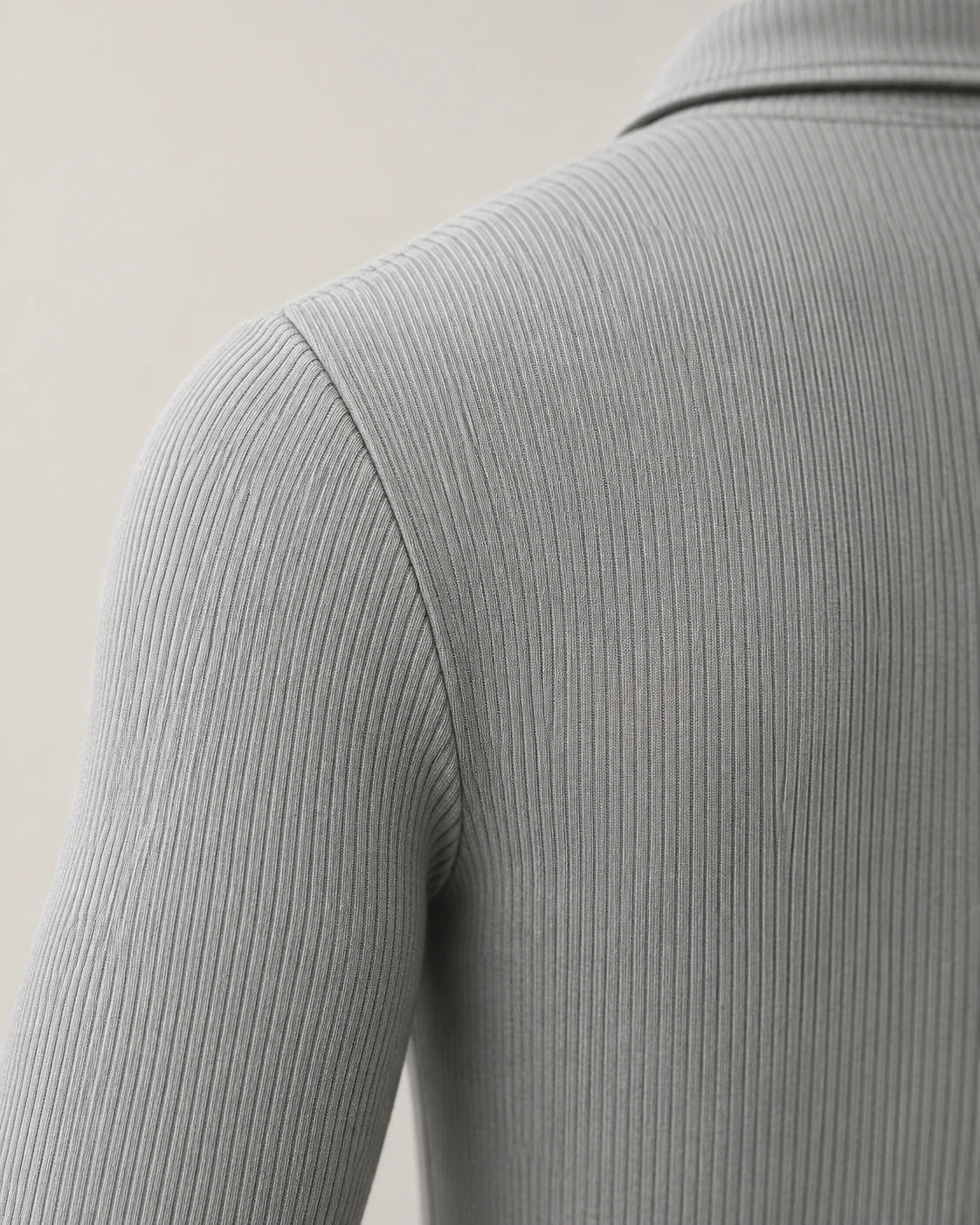 Men's Cotton-Blend Long-Sleeve Zip Polo Shirt - Horace - Set-In Shoulder Seam