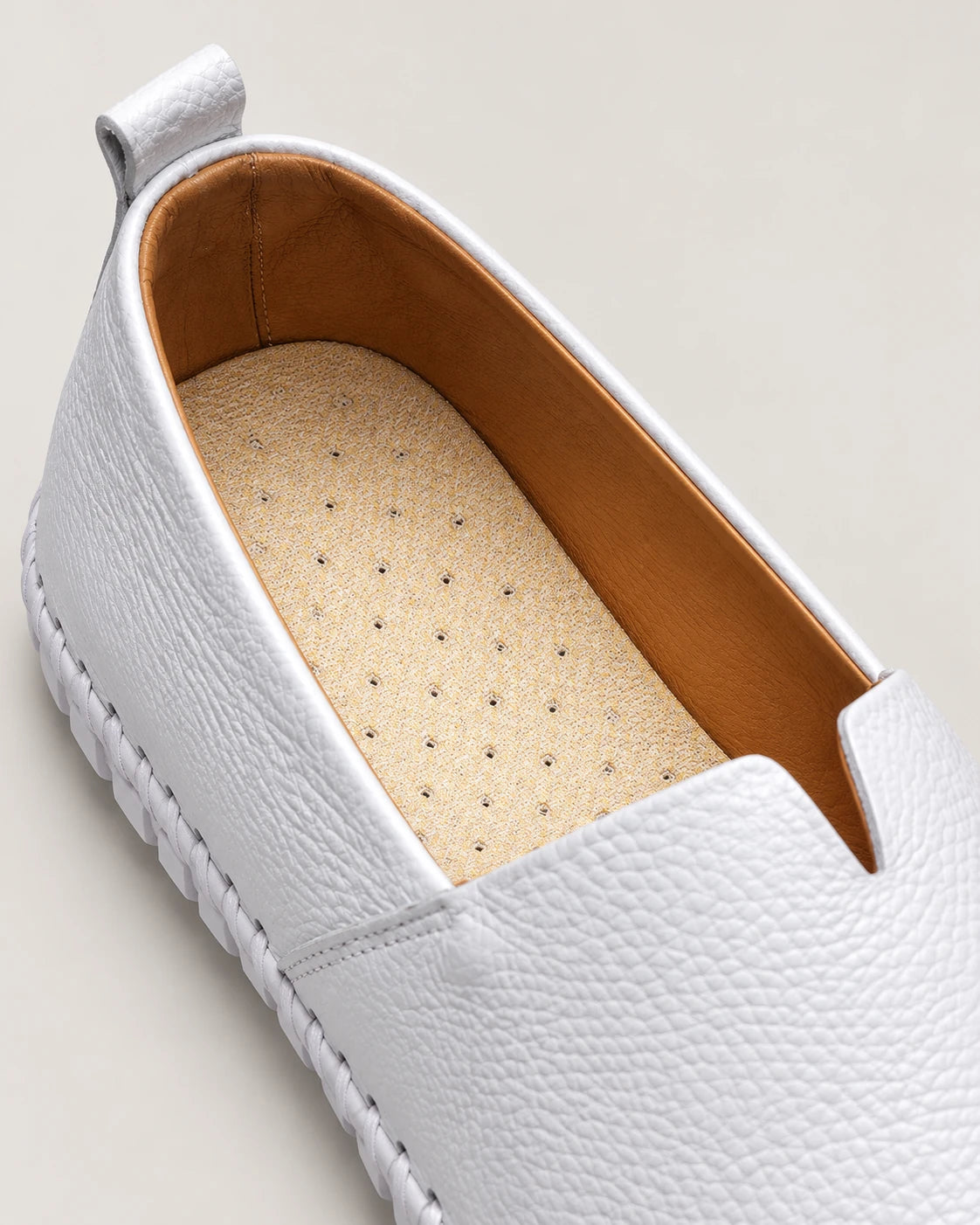 Men's Leather Slip-On Driving Loafers - Abraham - Caramel Lining and Perforated Footbed