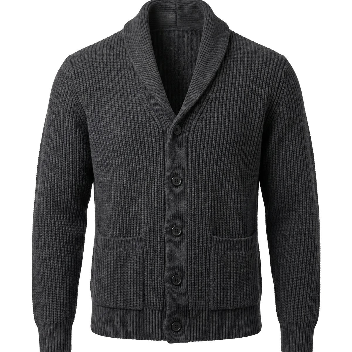 Men's Shawl Collar Button-Front Cardigan - Jermaine - Dark Gray