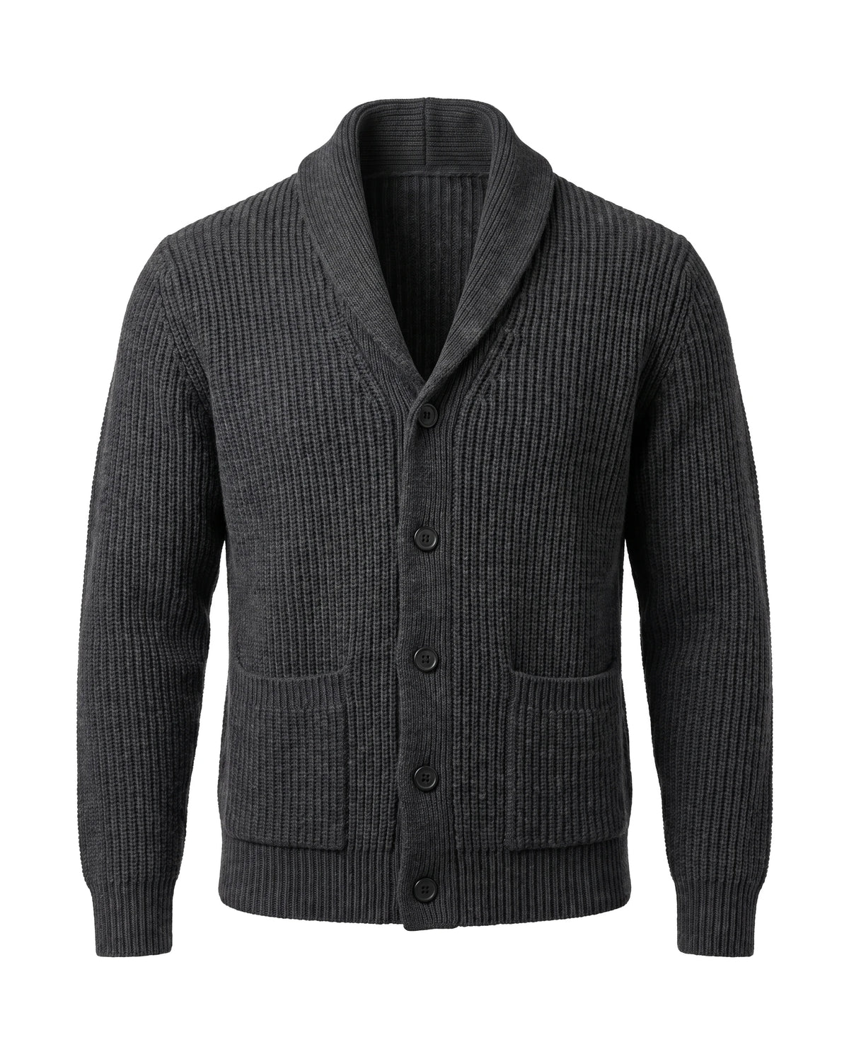 Men's Shawl Collar Button-Front Cardigan - Jermaine - Dark Gray