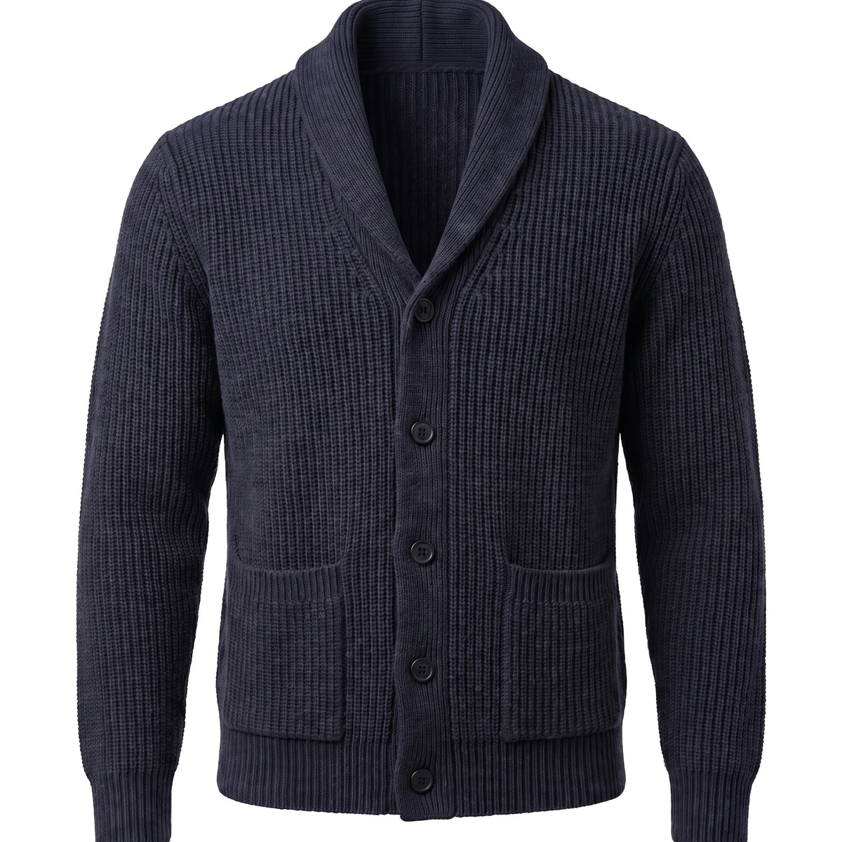 Men's Shawl Collar Button-Front Cardigan - Jermaine - Navy