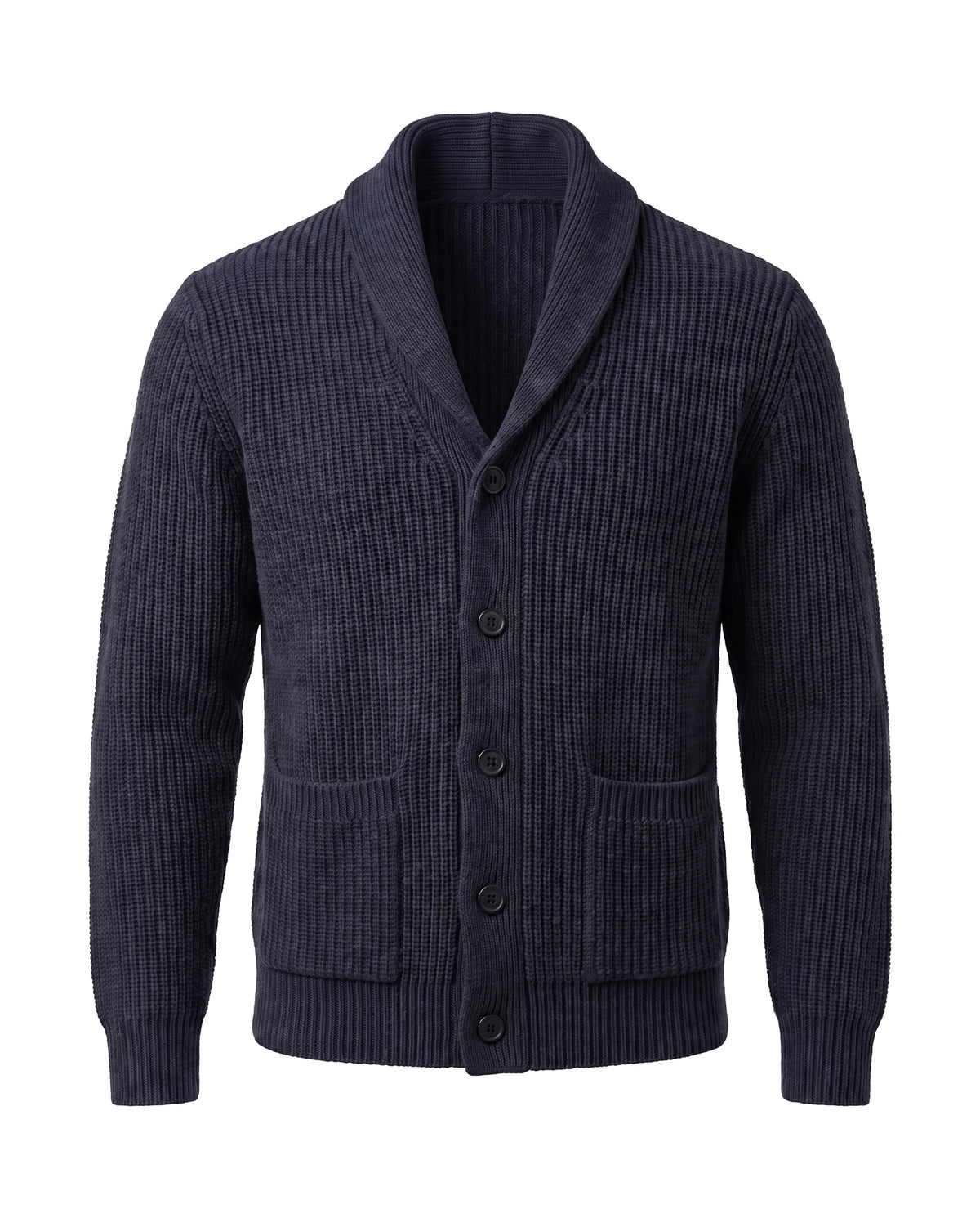 Men's Shawl Collar Button-Front Cardigan - Jermaine - Navy