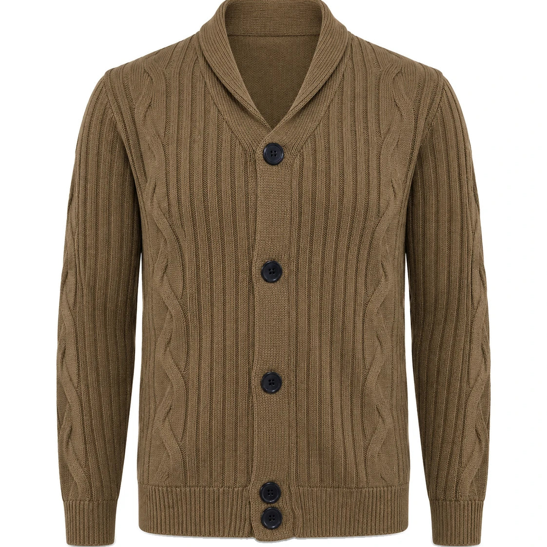 Men's Shawl Collar Knit Cardigan - Jamal - Camel