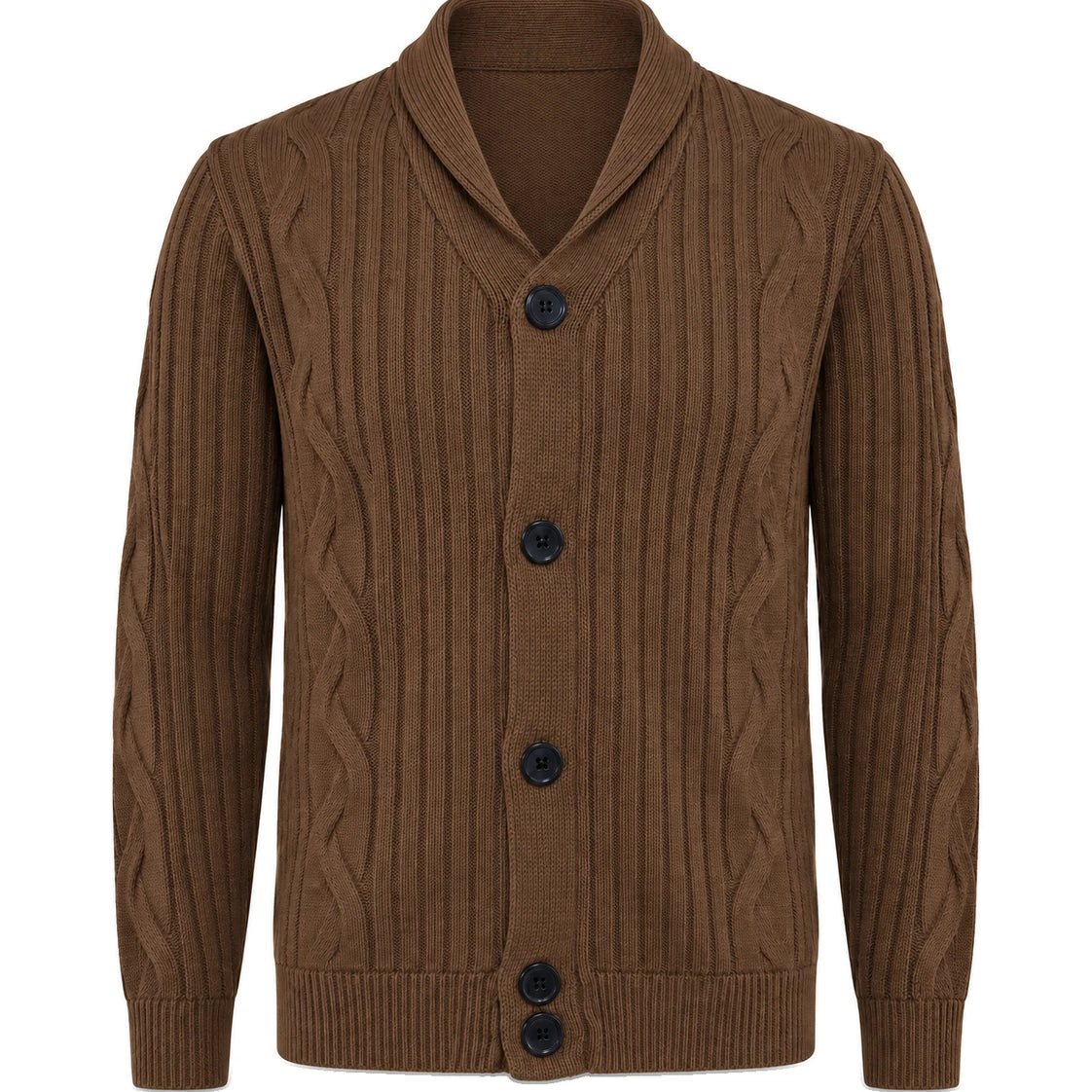 Men's Shawl Collar Knit Cardigan - Jamal - Brown