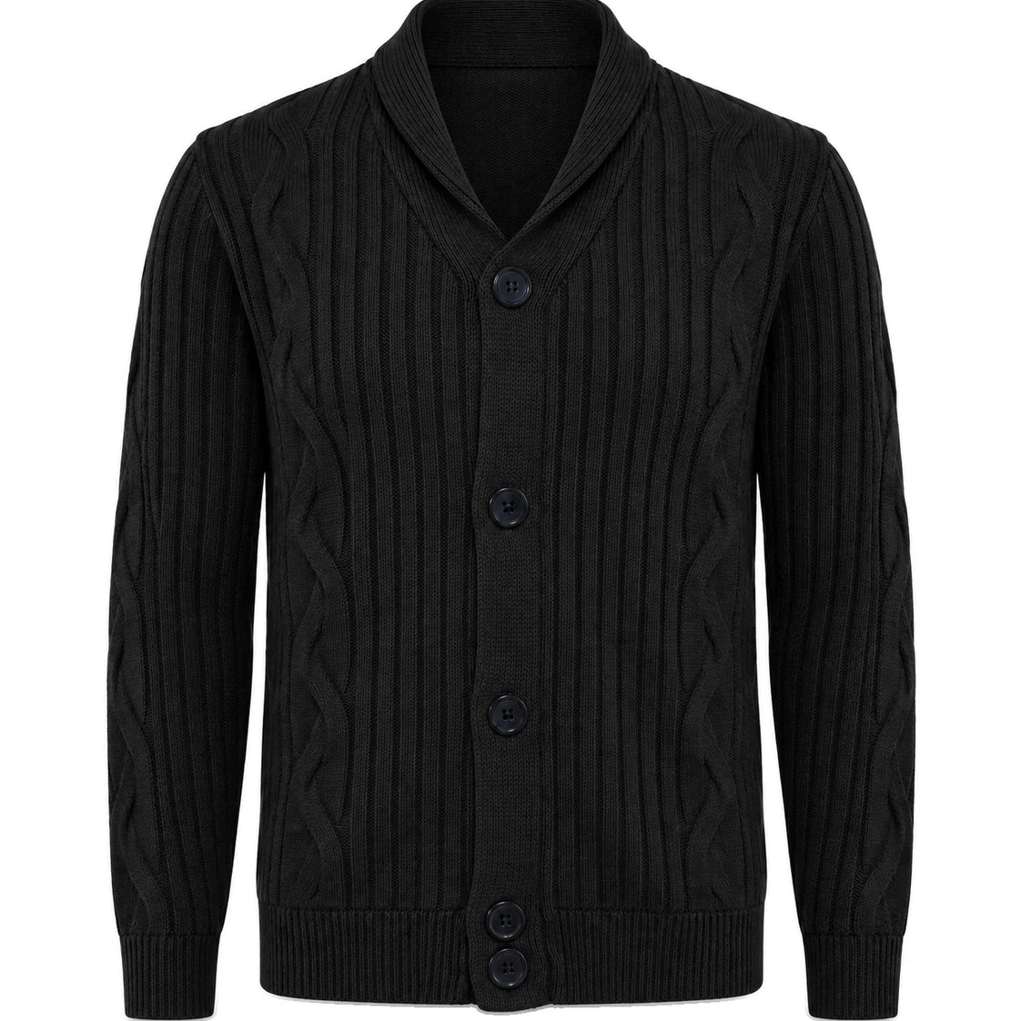 Men's Shawl Collar Knit Cardigan - Jamal - Black