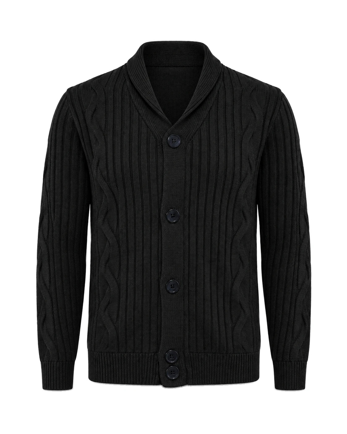 Men's Shawl Collar Knit Cardigan - Jamal - Black