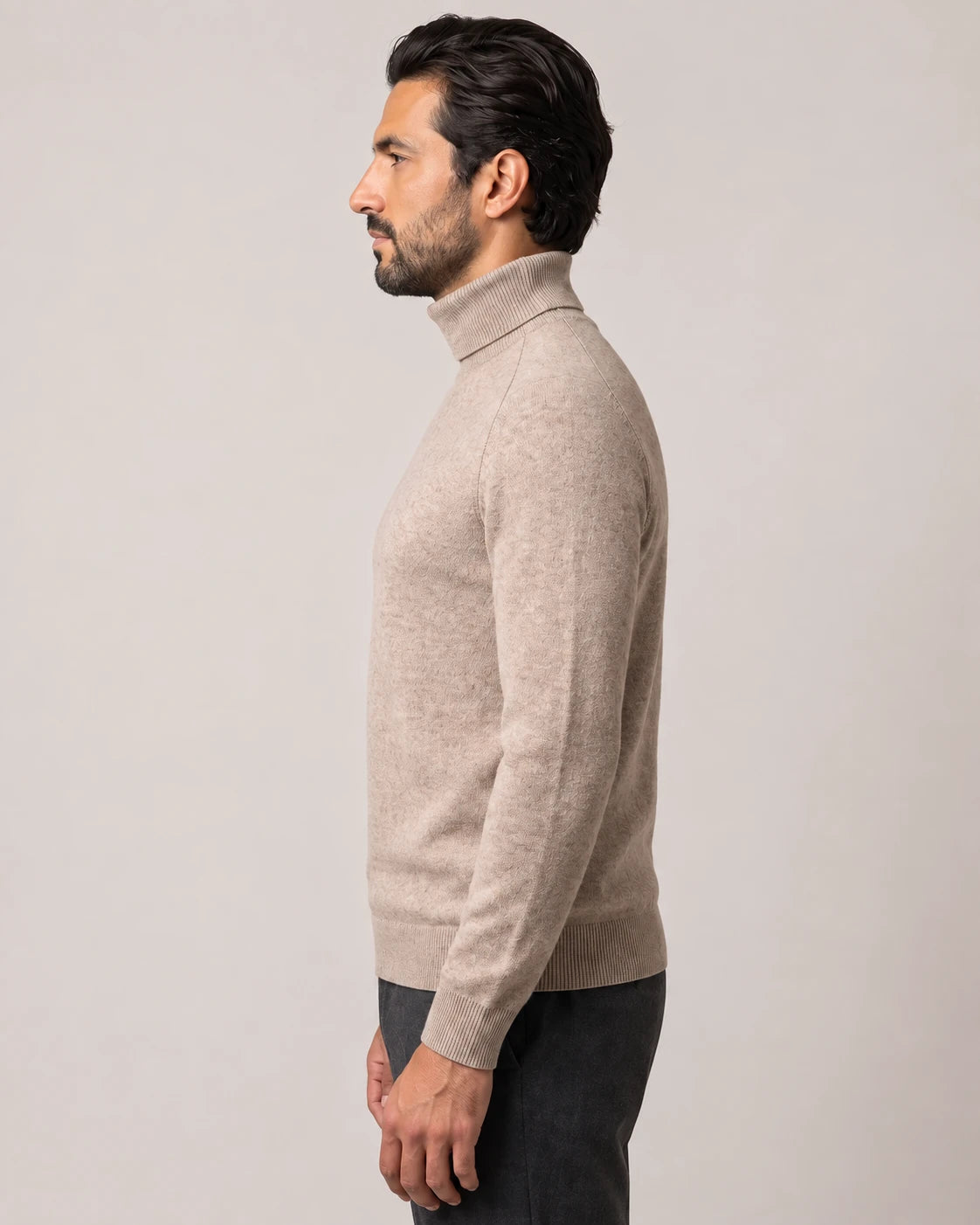 Men's Wool Turtleneck Sweater - Jeremy - Model Side View