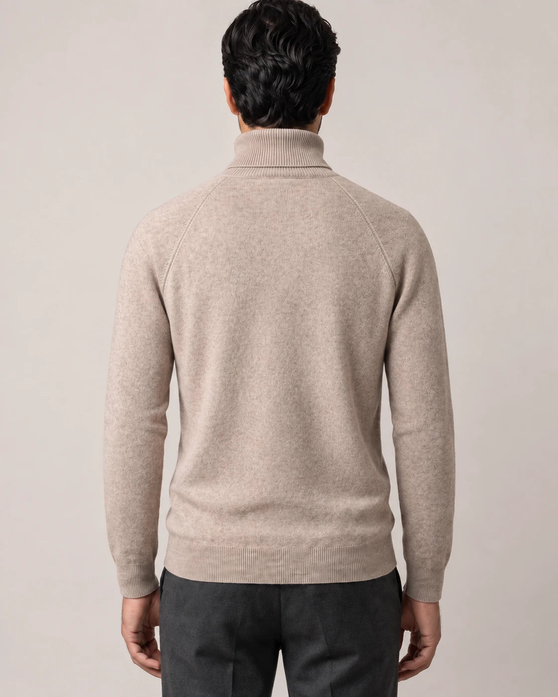 Men's Wool Turtleneck Sweater - Jeremy - Model Back View
