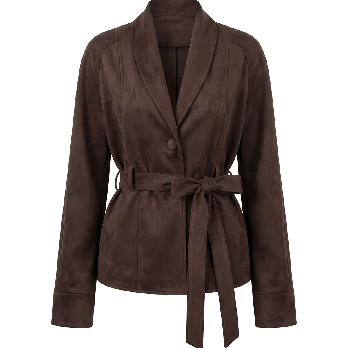 Women's Belted Wrap Jacket - Carmen - Brown