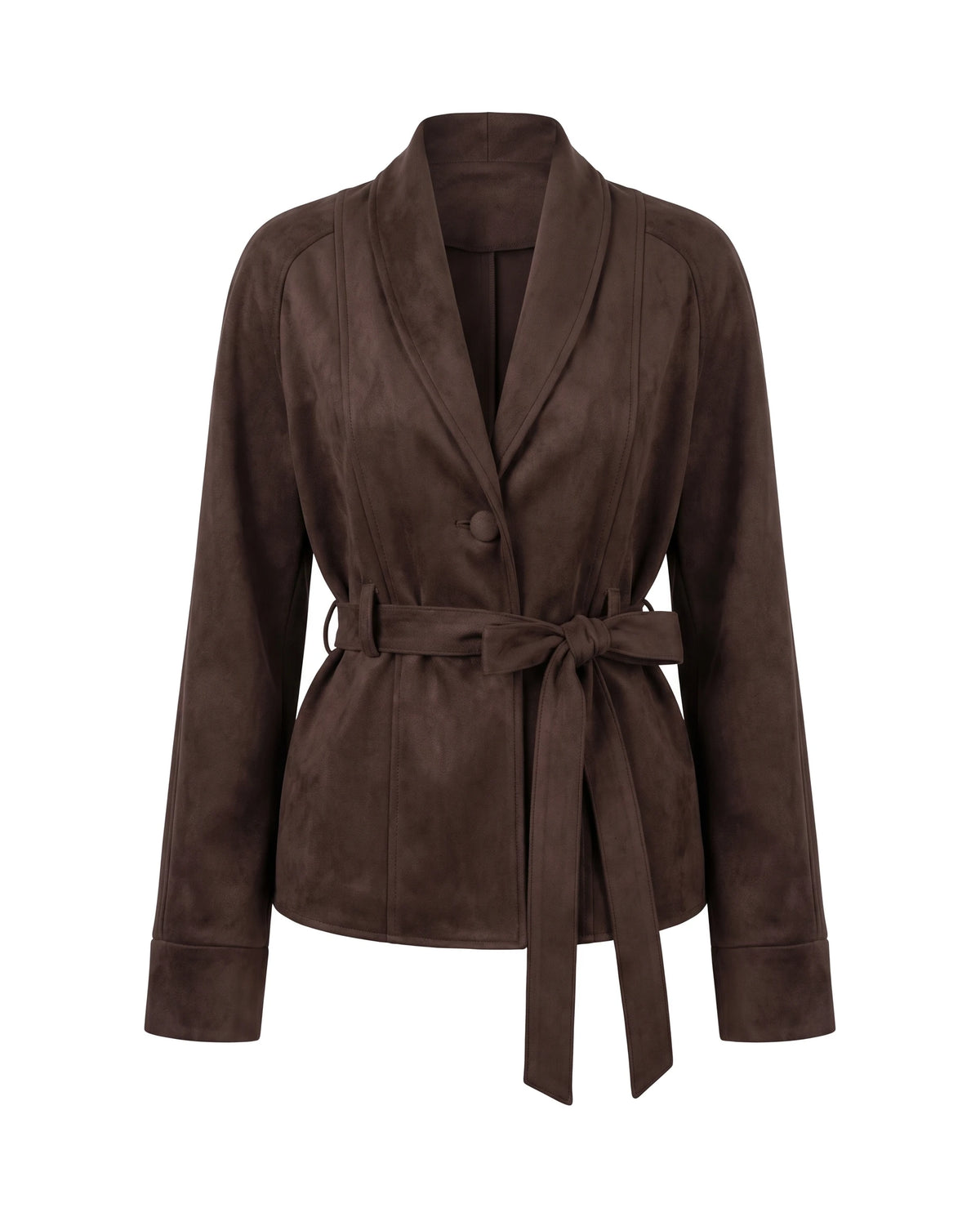 Women's Belted Wrap Jacket - Carmen - Brown