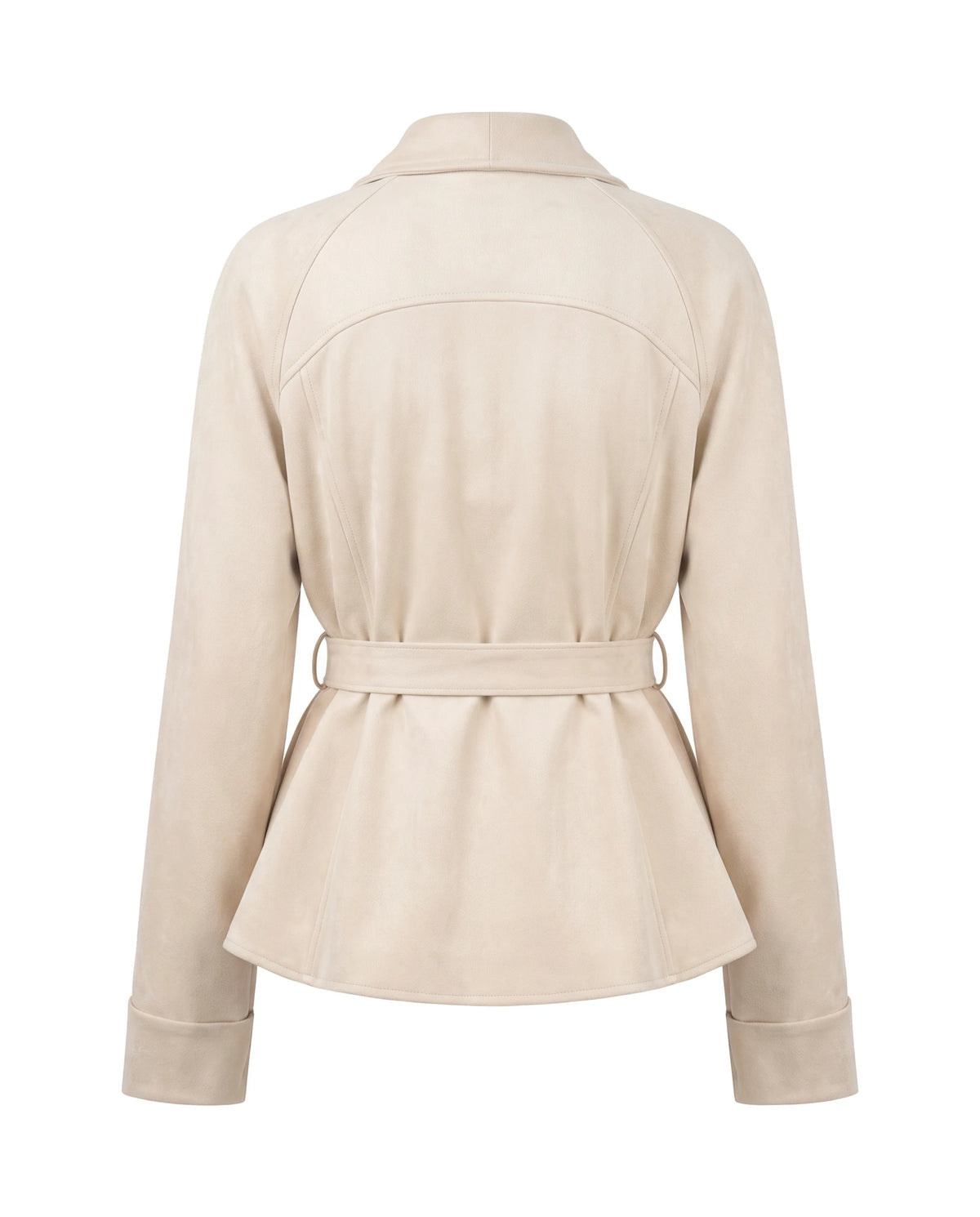 Women's Belted Wrap Jacket - Carmen - Beige Back View