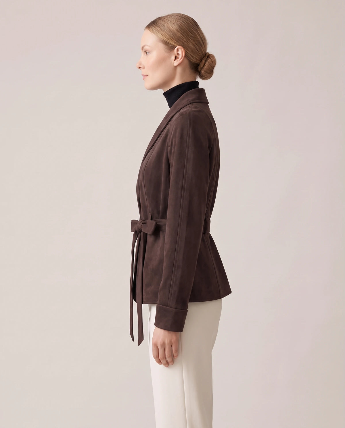 Women's Belted Wrap Jacket - Carmen - Model Side View