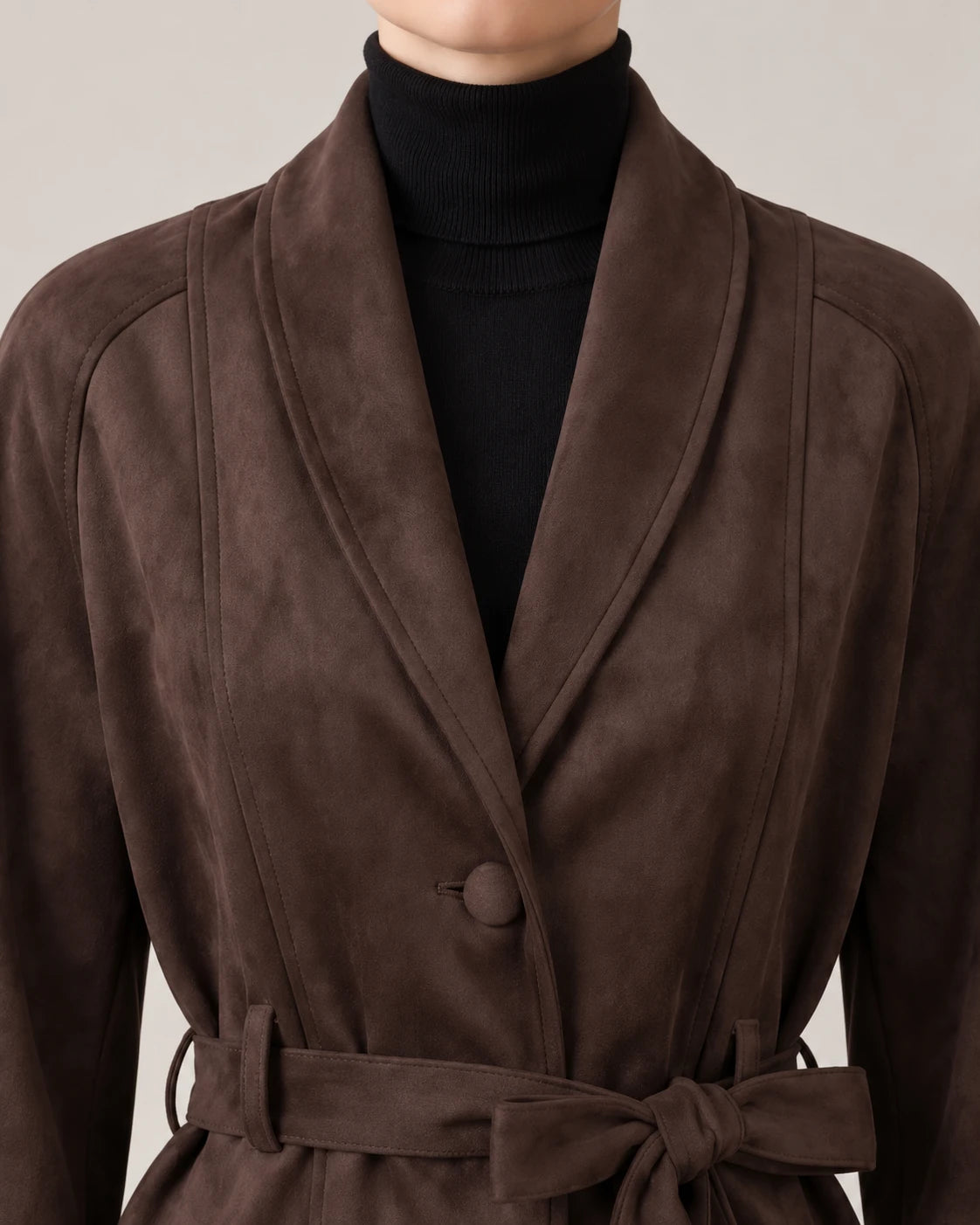 Women's Belted Wrap Jacket - Carmen - Shawl Collar Worn