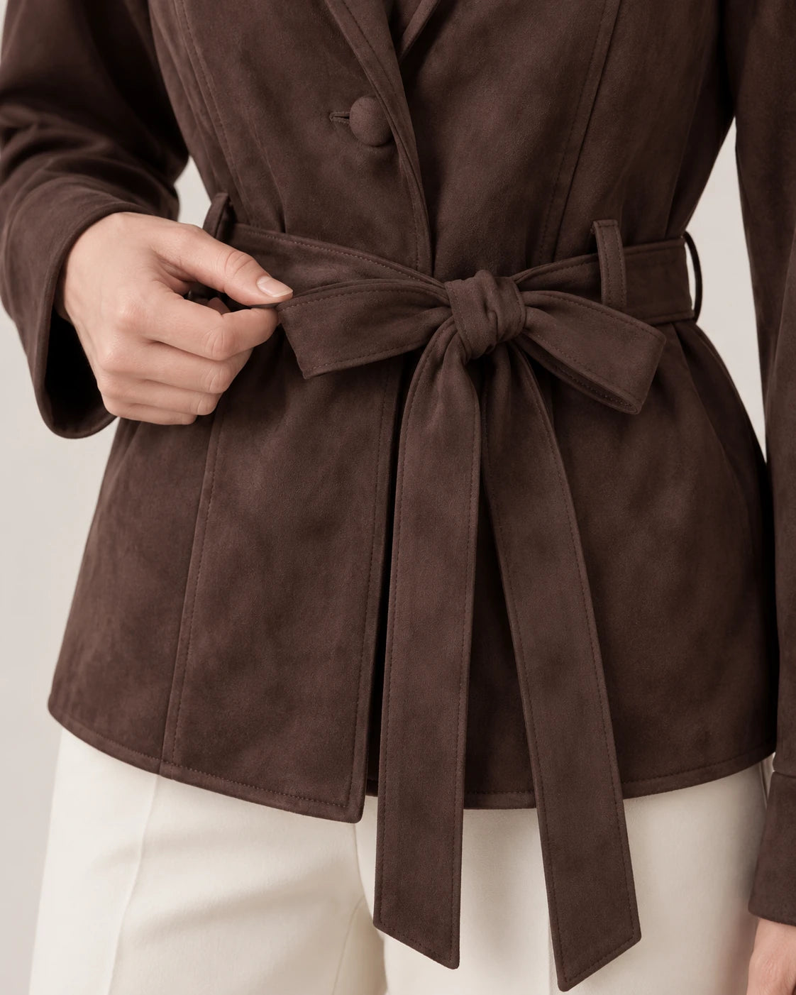 Women's Belted Wrap Jacket - Carmen - Self-Tie Belt and Bow