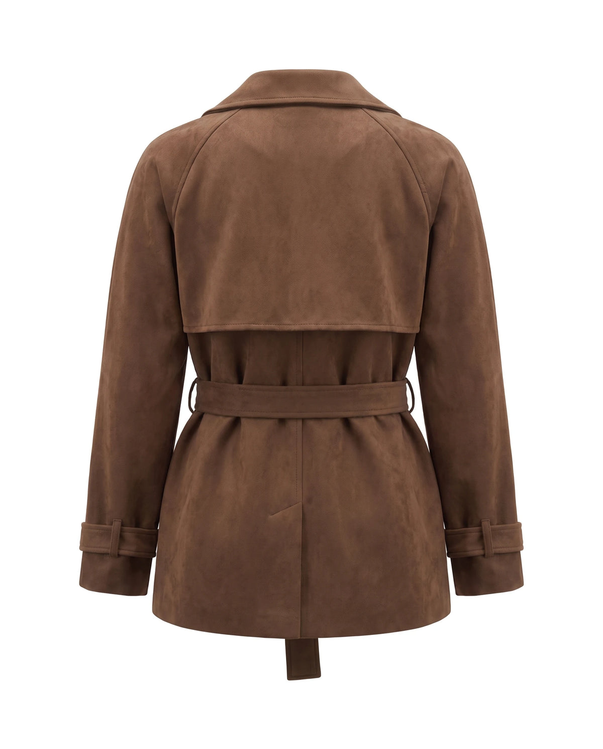 Women's Double-Breasted Cropped Trench Coat - Ashlyn - Back View