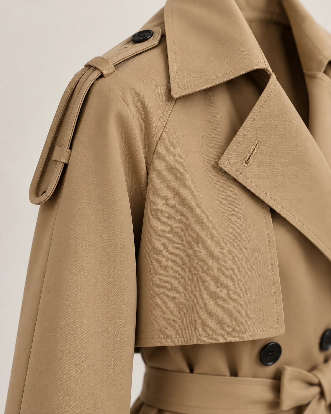 Women's Long Double-Breasted Belted Trench Coat - Francesca - Epaulette and Storm Flap