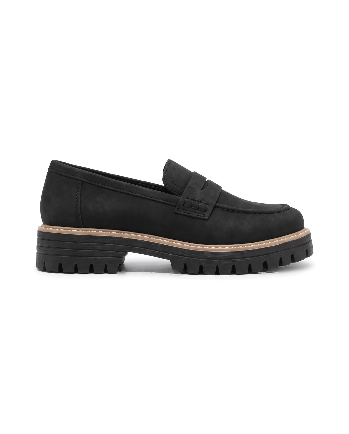 Women's Lug-Sole Penny Loafers - Jutta - Side Profile