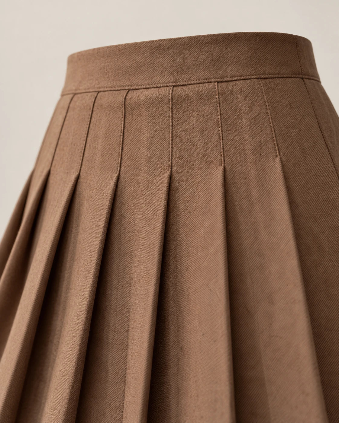 Women's Pleated Mini Skirt - Oxford - Flat Waistband and Knife Pleats