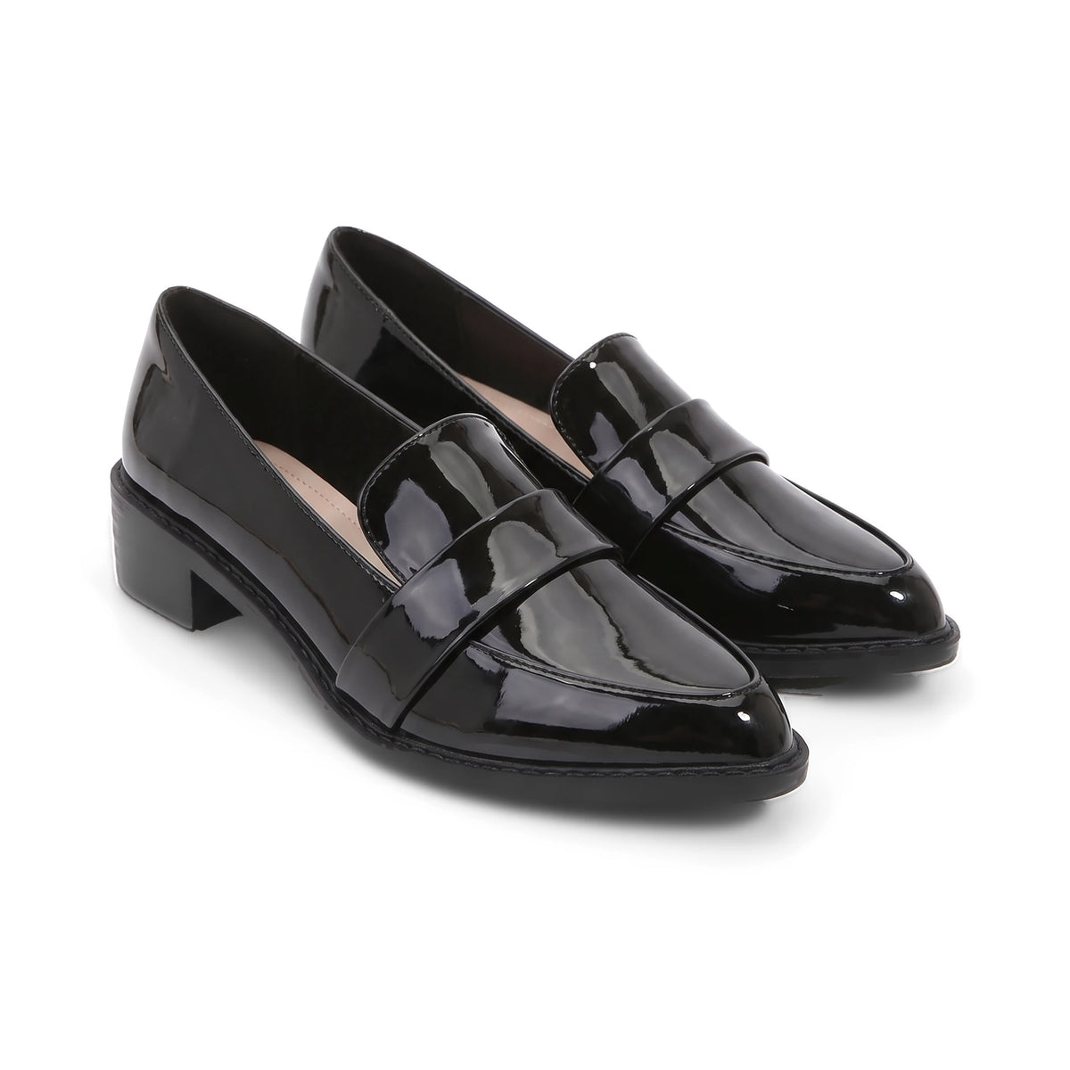 Women's Pointed-Toe Loafers - Giacinta - Black Patent