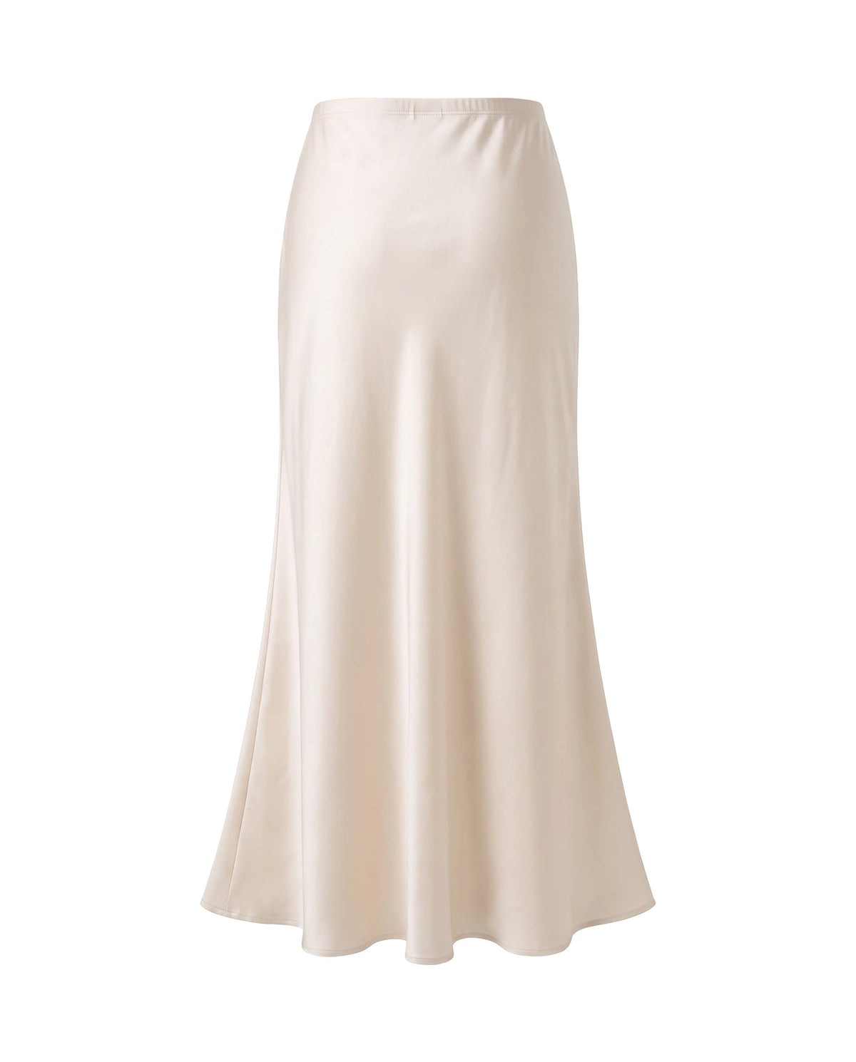 Women's Satin Maxi Skirt - Beige Back View