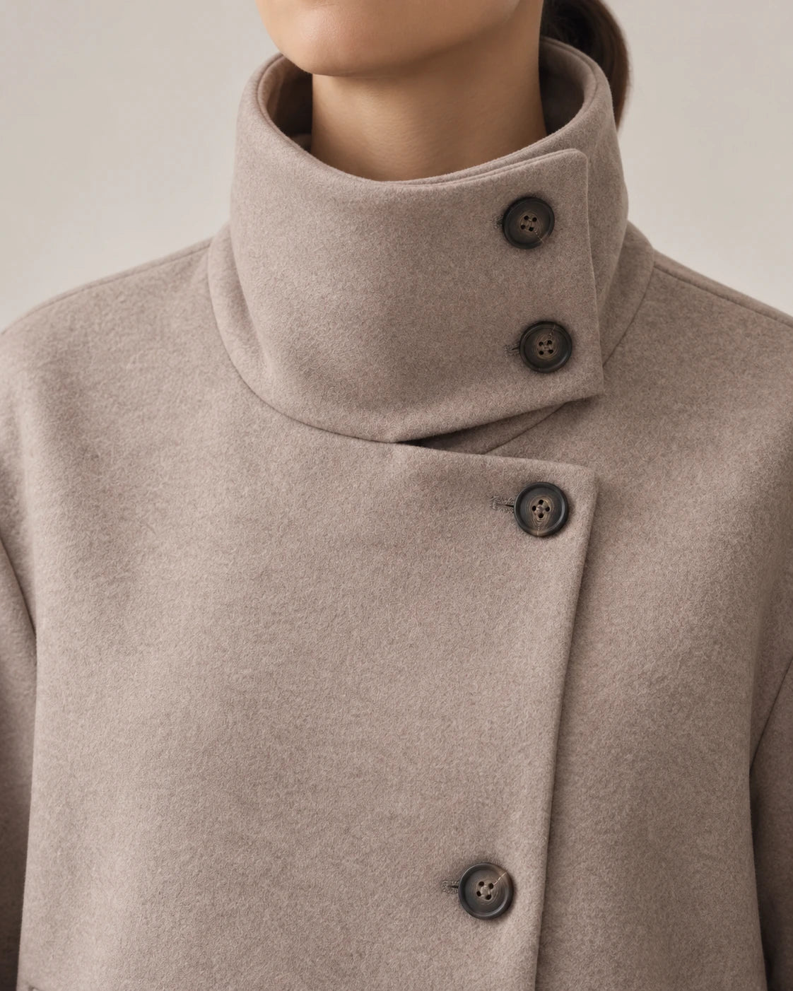 Women's Stand-Collar Cropped Coat - Victoria - High Funnel Collar