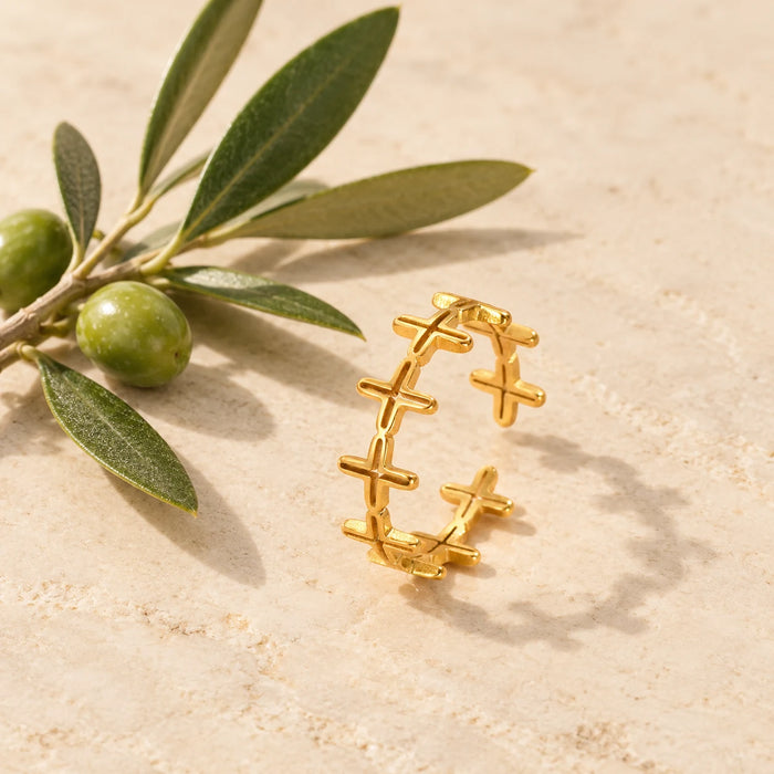 Band of Crosses Ring