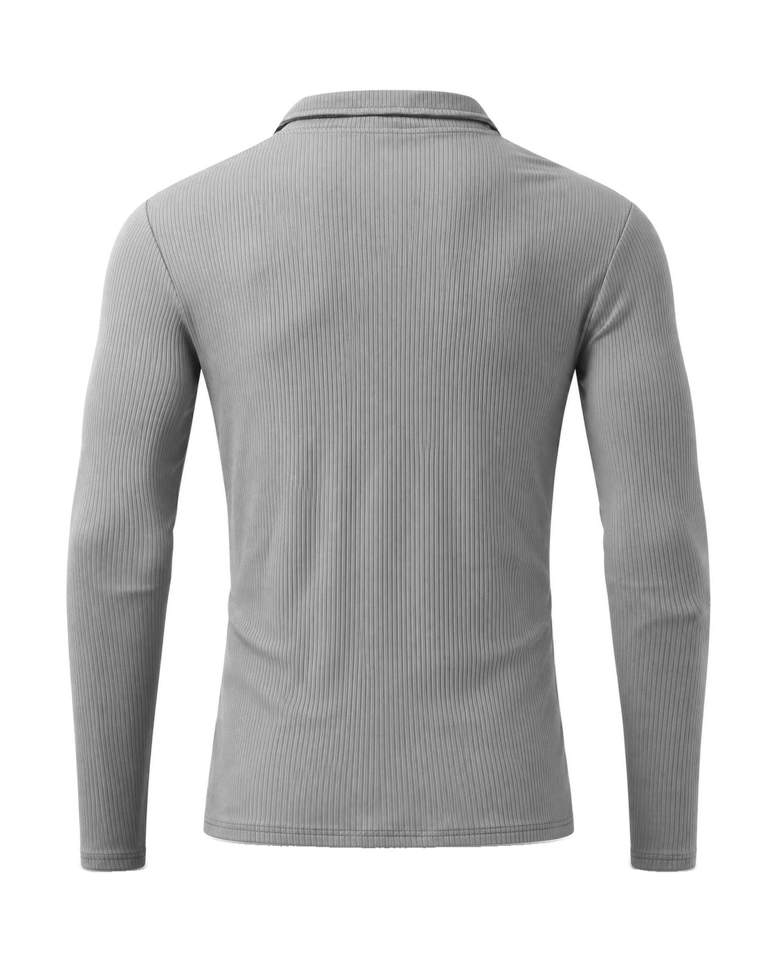 Men's Cotton-Blend Long-Sleeve Zip Polo Shirt - Horace - Back View