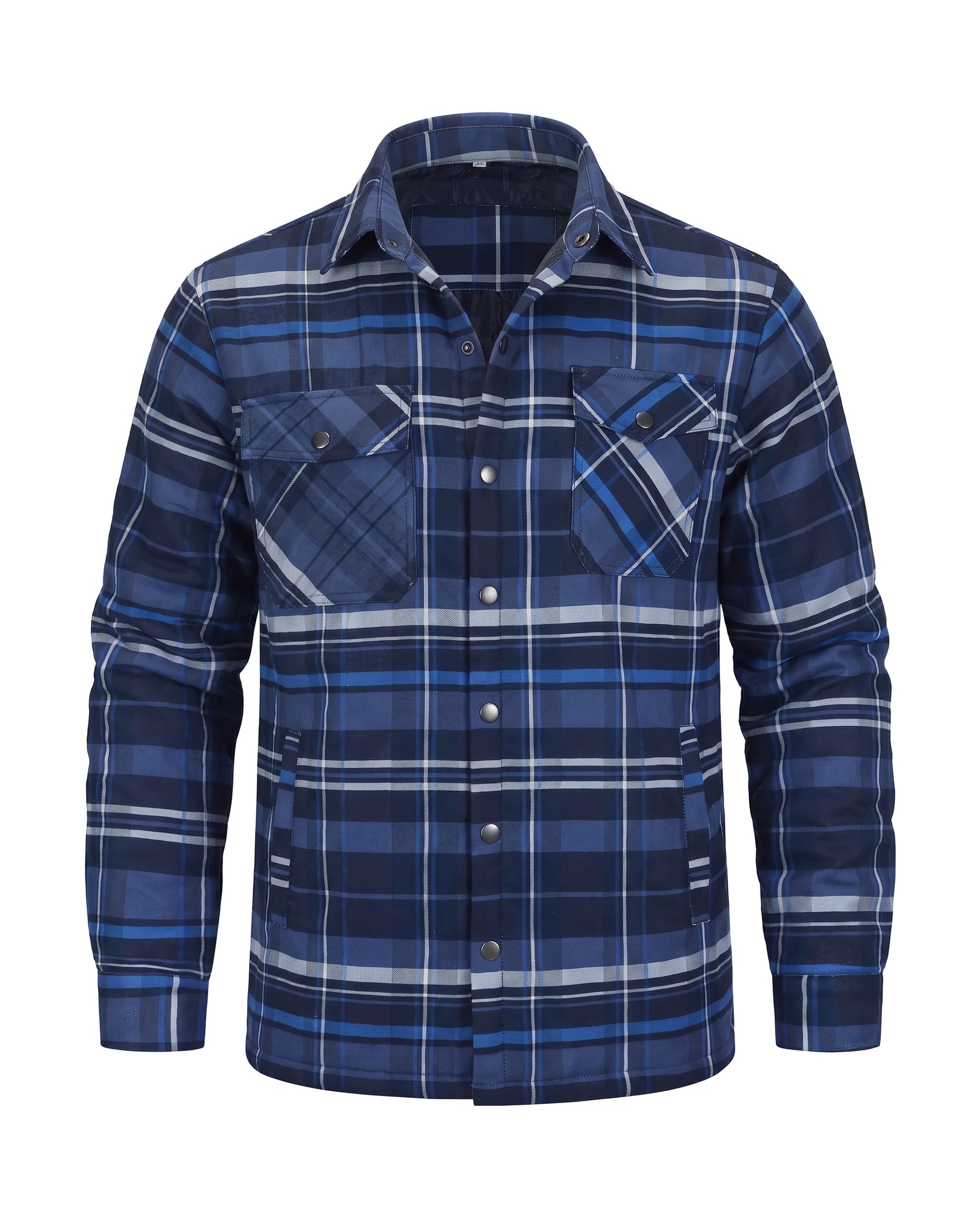 Men's Quilted-Lined Flannel Shirt Jacket - Hollis - Dark Blue