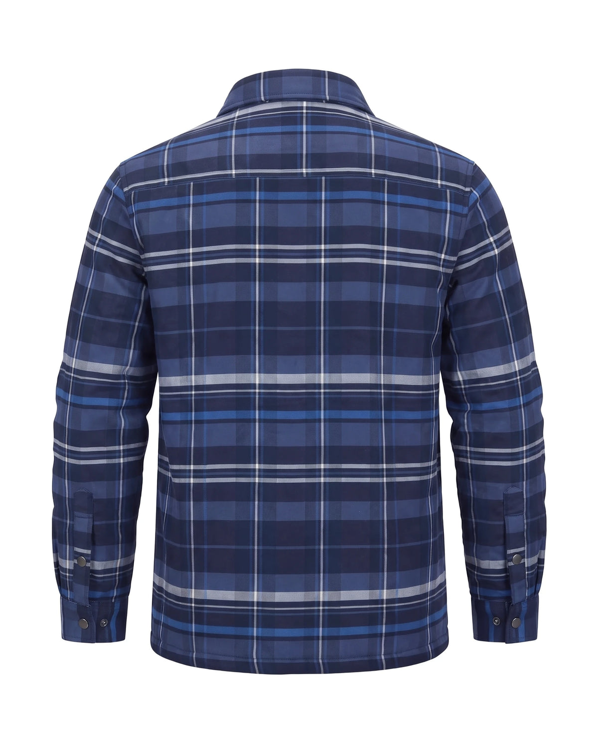Men's Quilted-Lined Flannel Shirt Jacket - Hollis - Dark Blue Back View