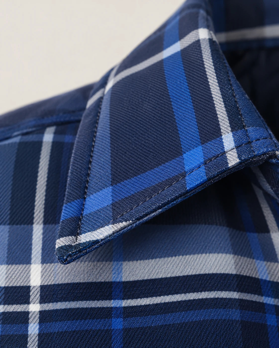 Men's Quilted-Lined Flannel Shirt Jacket - Hollis - Printed Plaid Twill Collar Point
