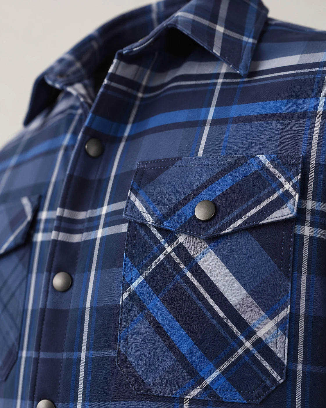 Men's Quilted-Lined Flannel Shirt Jacket - Hollis - Bias-Cut Flap Pocket