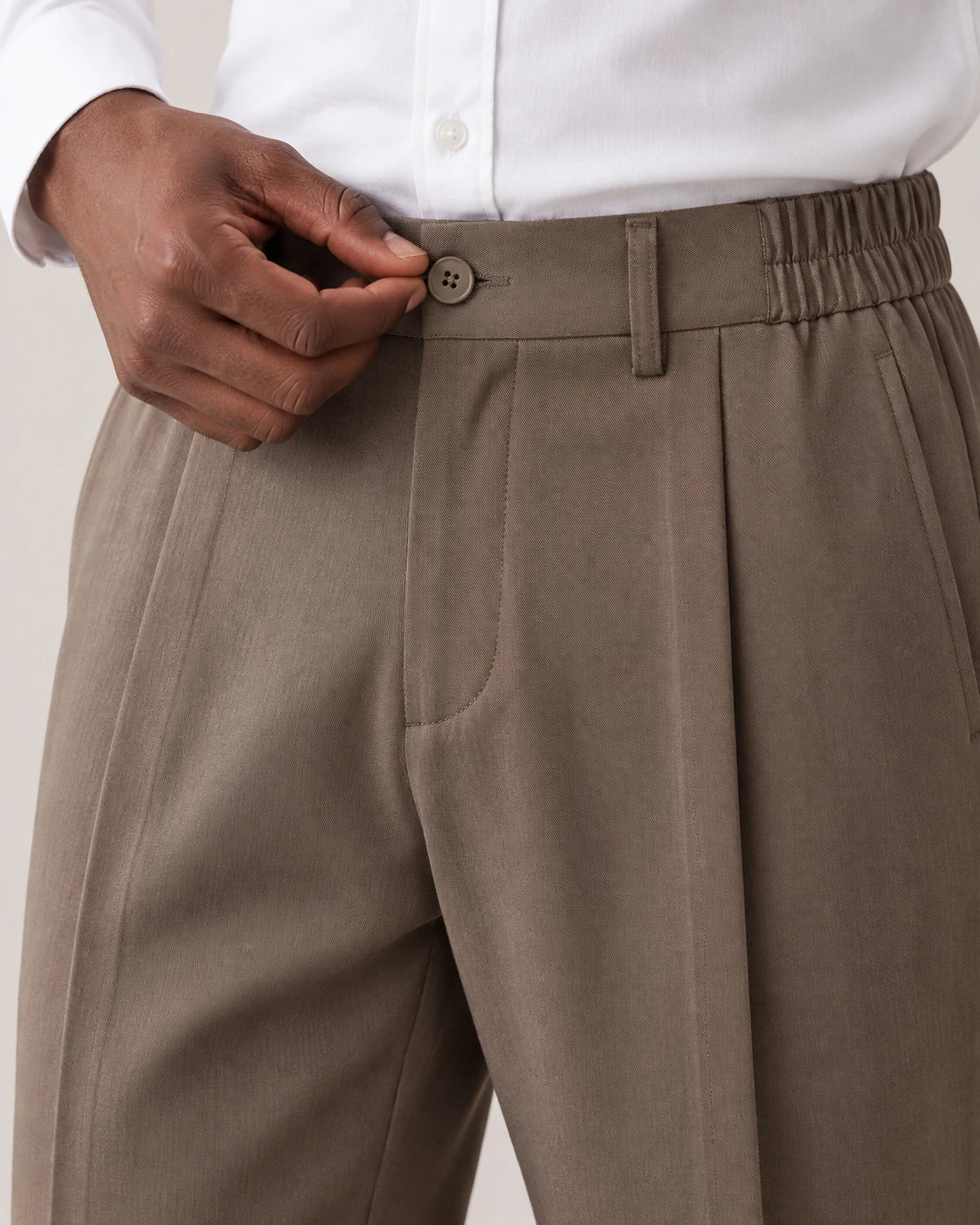 Men's Relaxed Straight-Leg Trousers - Hartley - Button Waistband with Elastic Sides