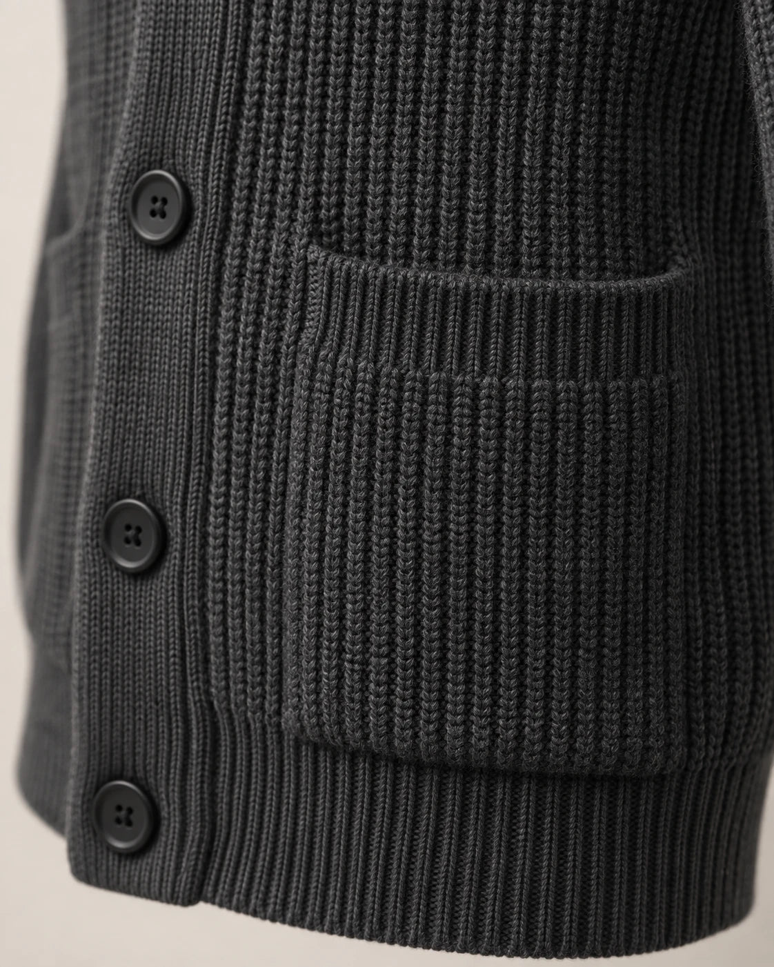 Men's Shawl Collar Button-Front Cardigan - Jermaine - Rib-Edged Patch Pocket