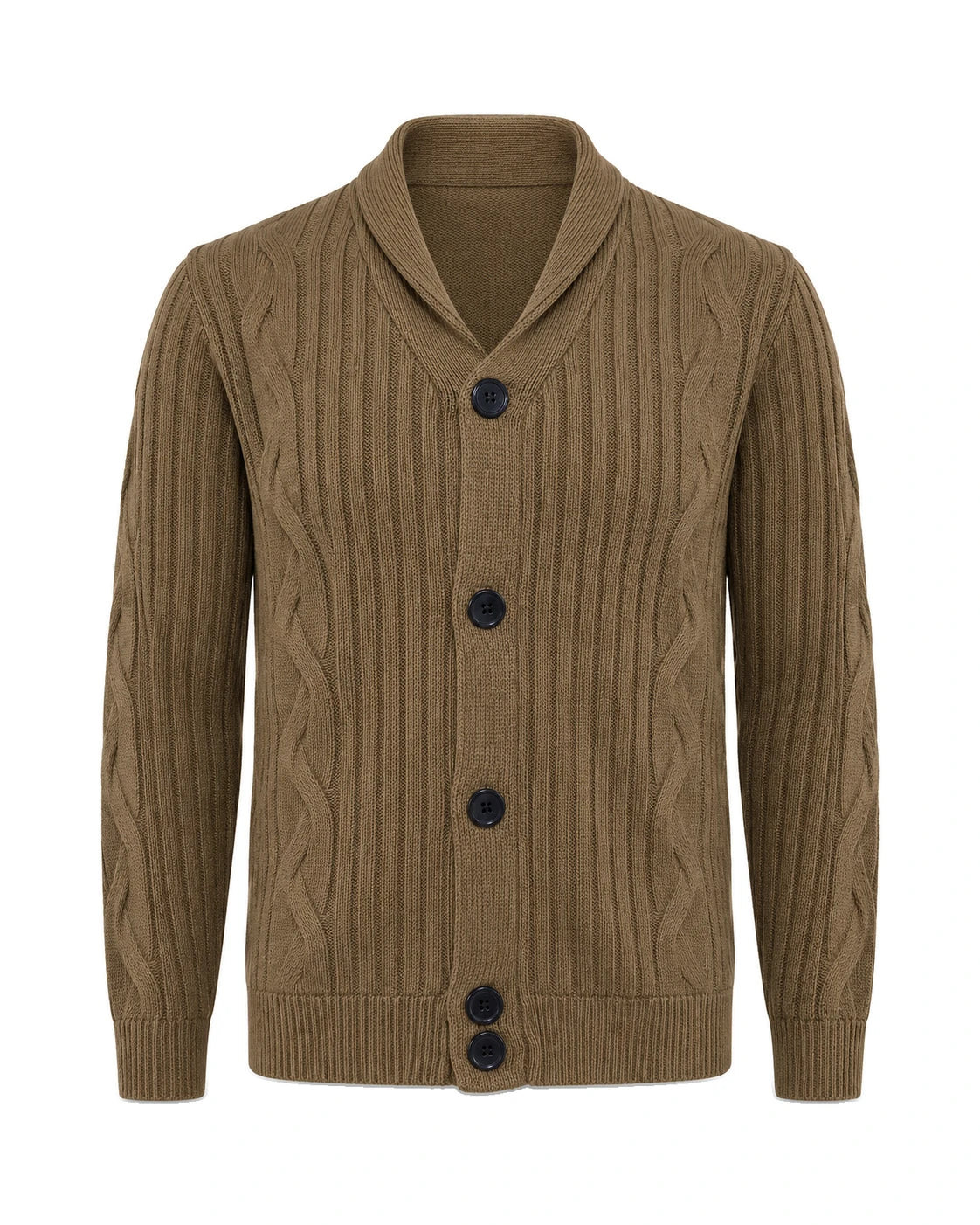 Men's Shawl Collar Knit Cardigan - Jamal - Camel