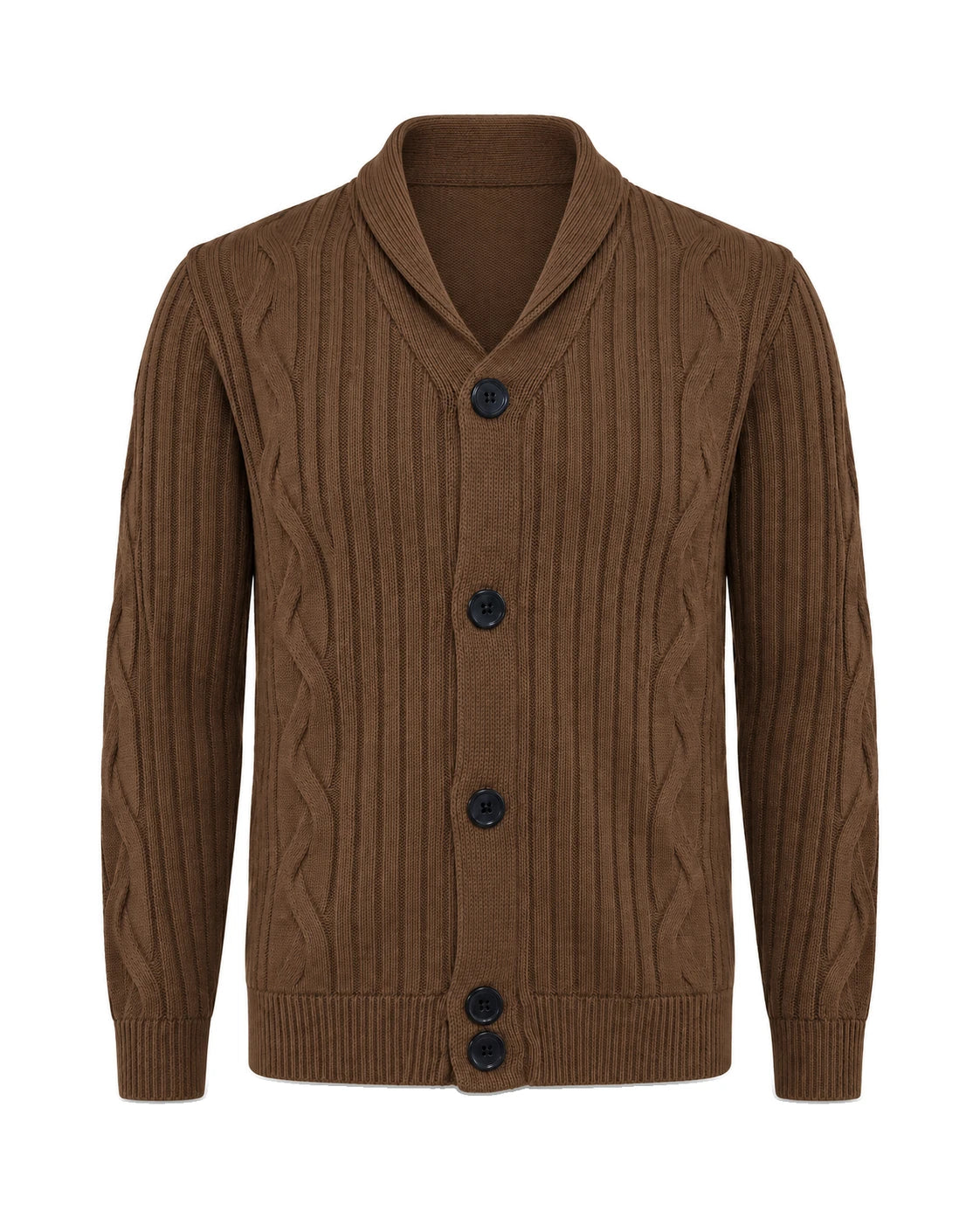 Men's Shawl Collar Knit Cardigan - Jamal - Brown