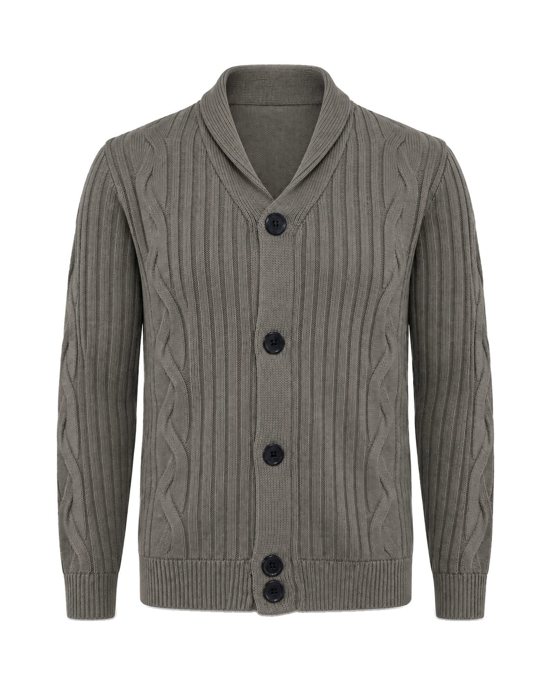 Men's Shawl Collar Knit Cardigan - Jamal - Gray