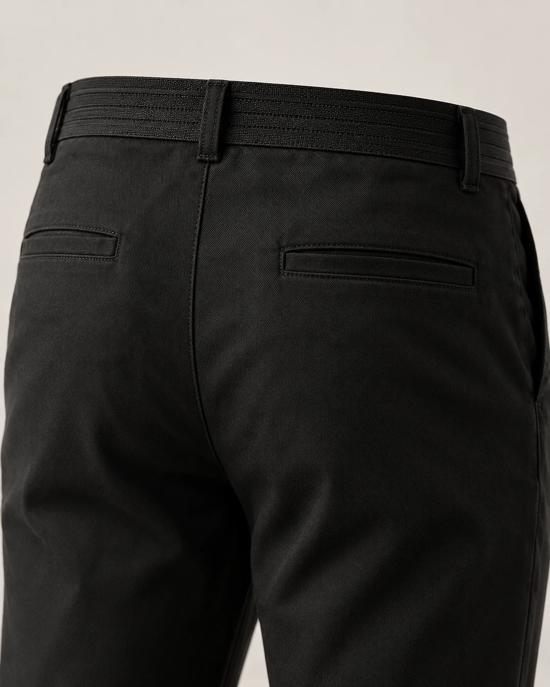 Men's Slim Tapered Cotton Chinos - Ellis - Elastic Back Waistband and Welt Pockets
