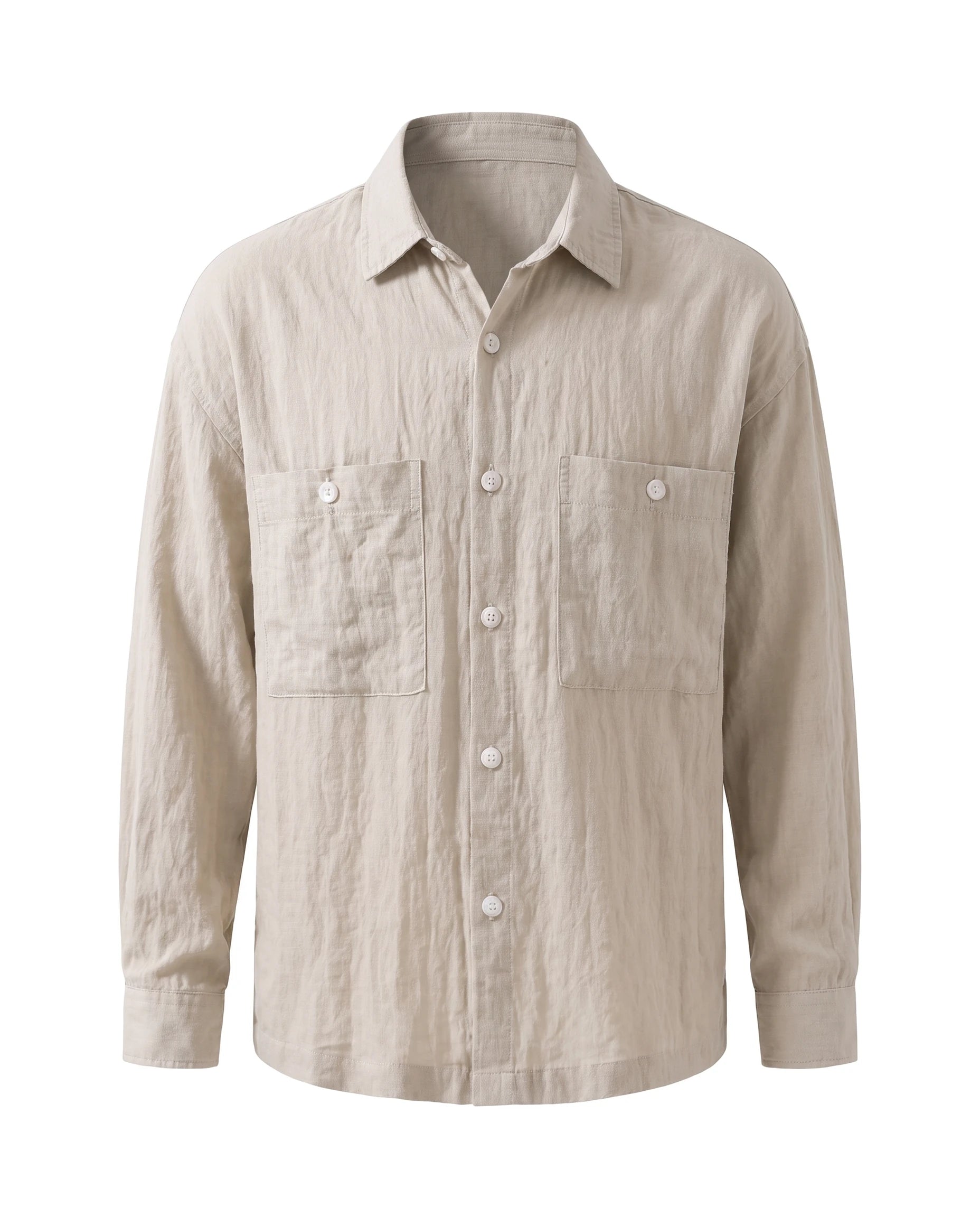 Men's Lyocell-Blend Overshirt - Portofino - Beige