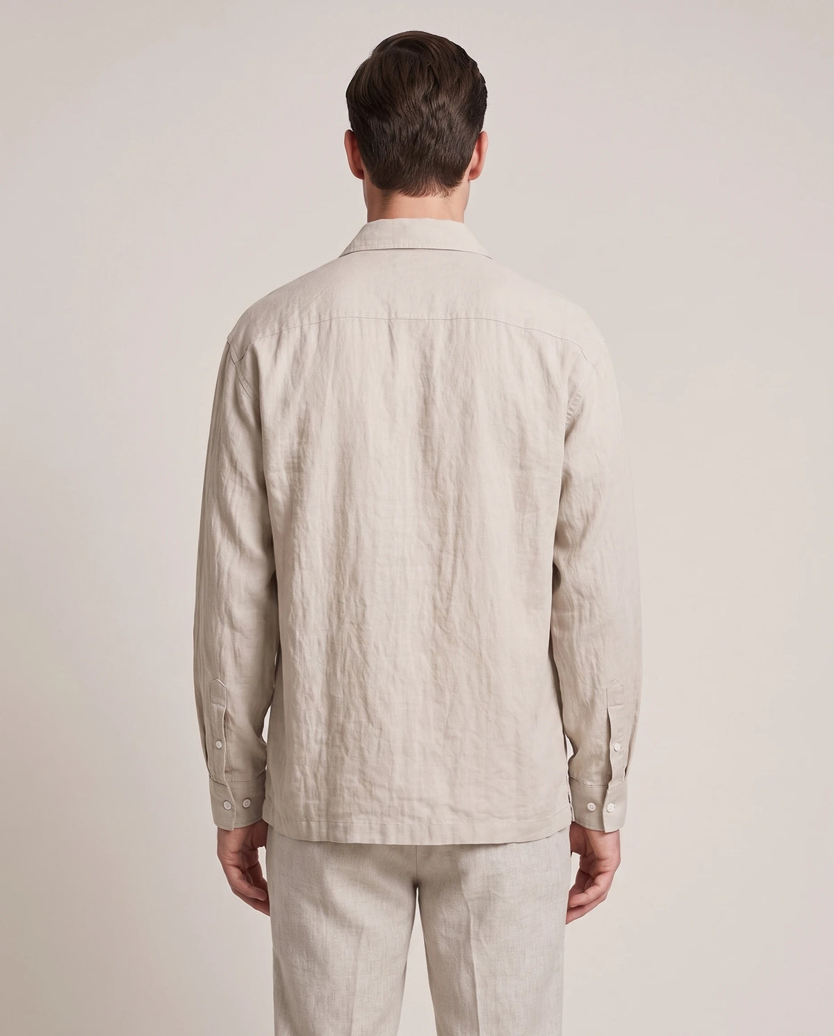 Men's Lyocell-Blend Overshirt - Portofino - Model Back