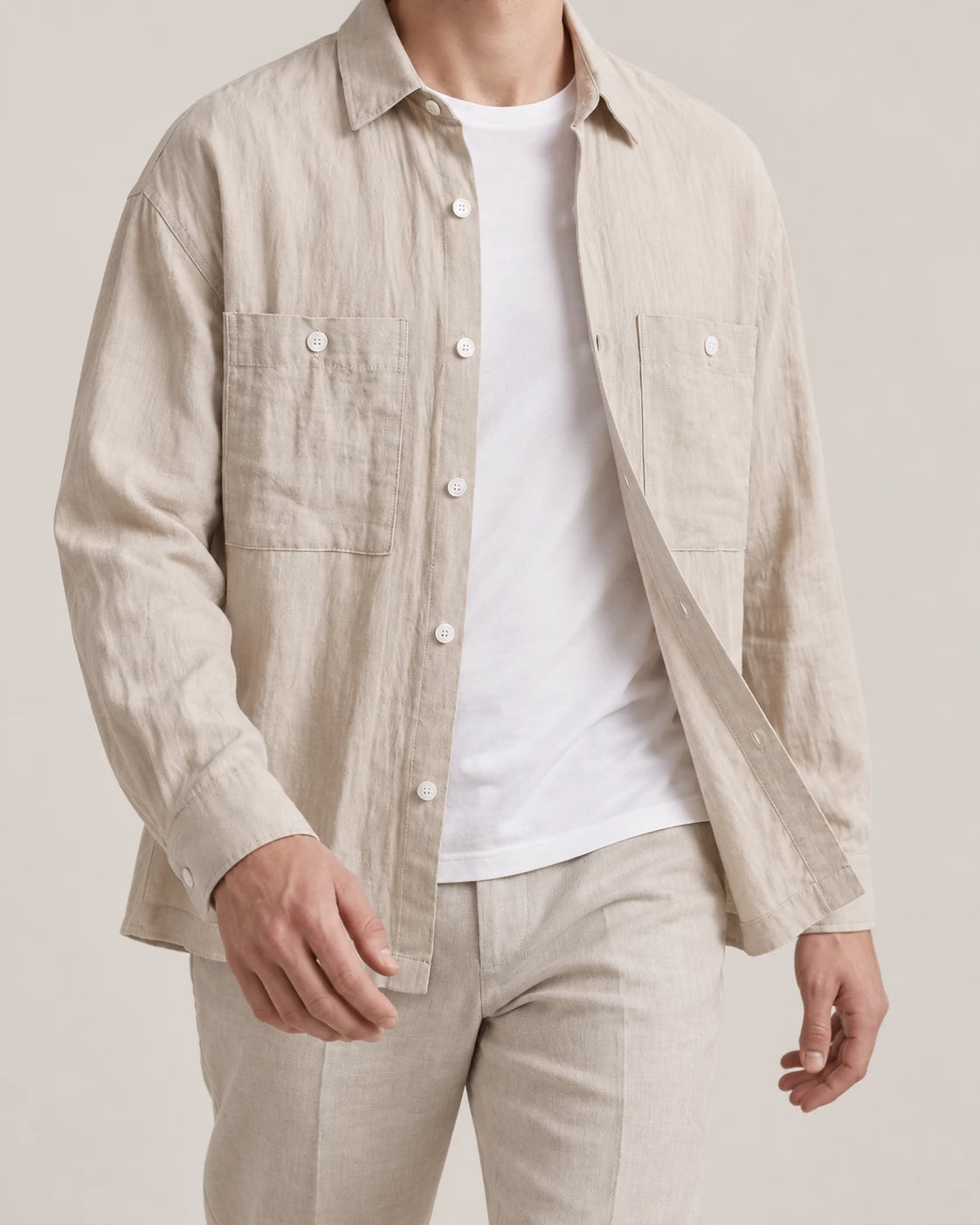 Men's Lyocell-Blend Overshirt - Portofino - Light Drape in Motion