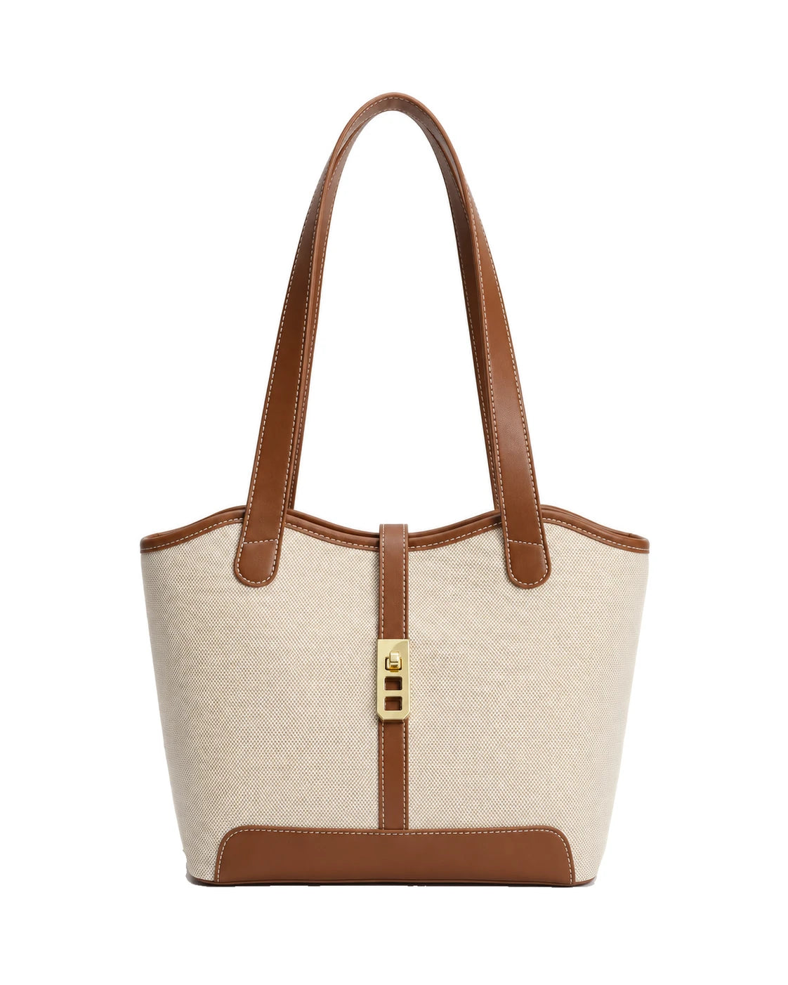 Women's Zip-Top Canvas Tote Bag - St Tropez - Brown