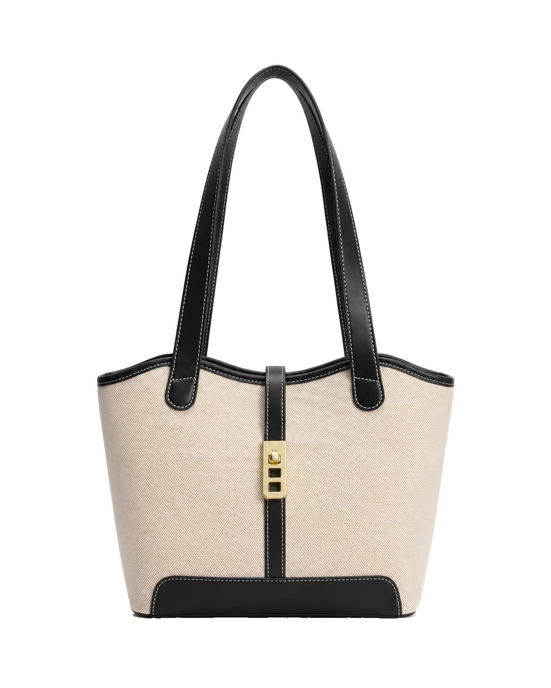 Women's Zip-Top Canvas Tote Bag - St Tropez - Black