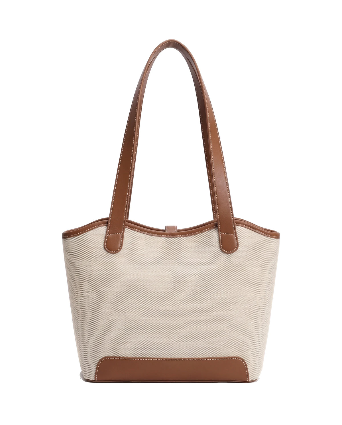 Women's Zip-Top Canvas Tote Bag - St Tropez - Brown Back View