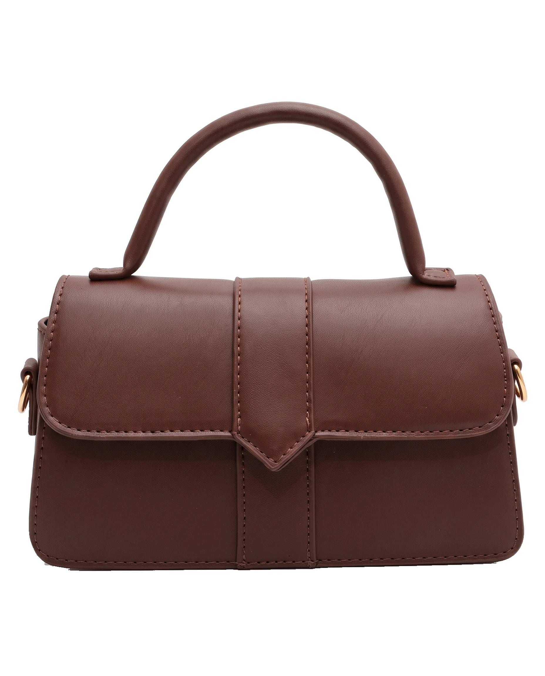 Women's Small Top-Handle Flap Bag - Paris - Brown