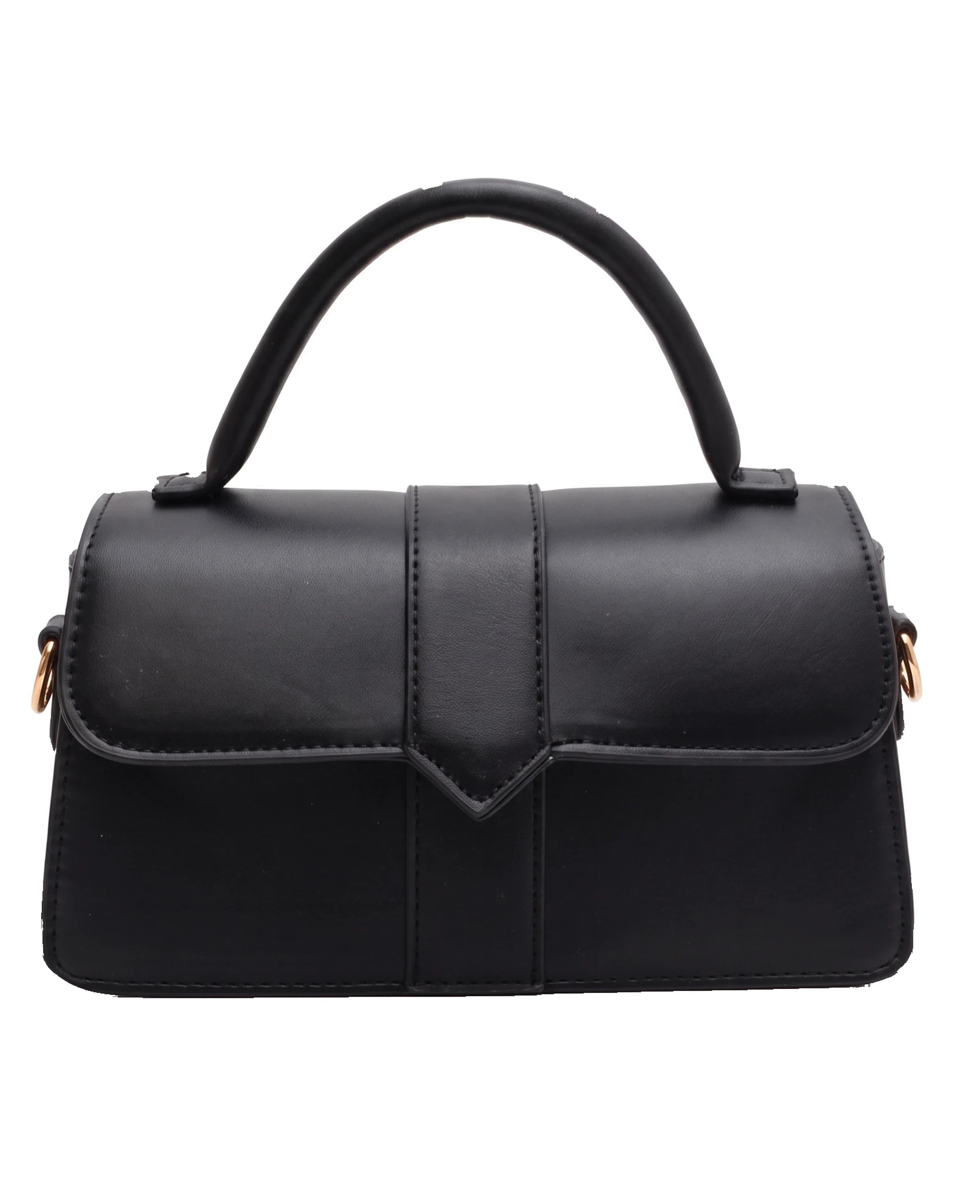 Women's Small Top-Handle Flap Bag - Paris - Black
