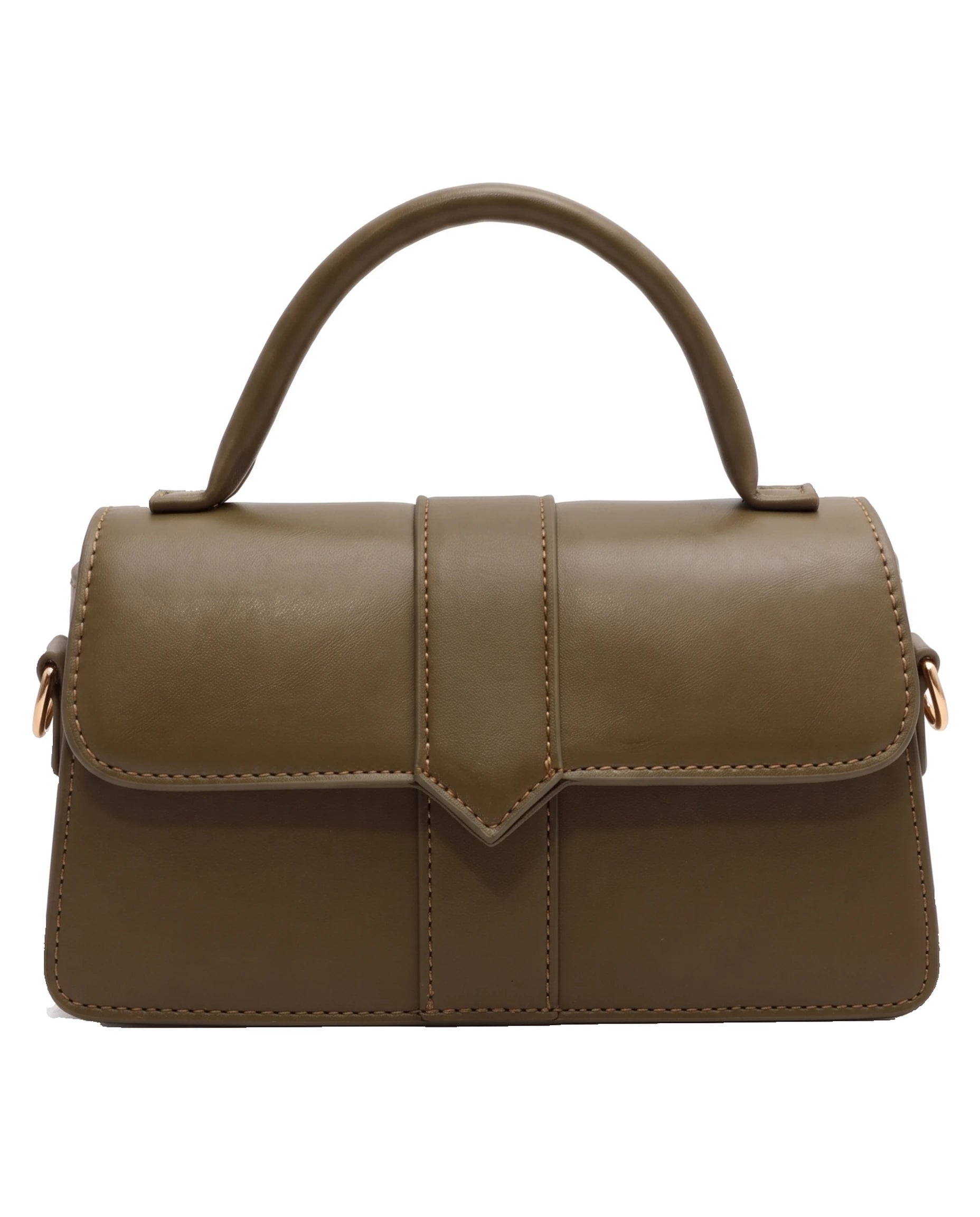 Women's Small Top-Handle Flap Bag - Paris - Olive