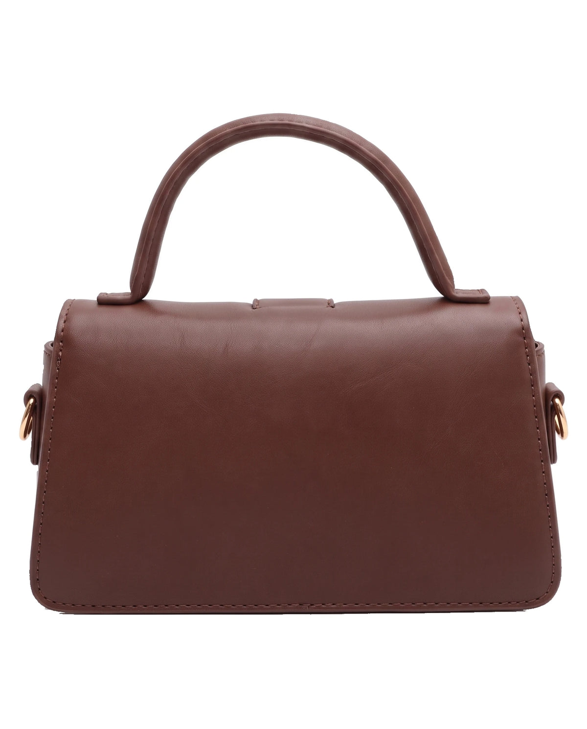 Women's Small Top-Handle Flap Bag - Paris - Brown Back View